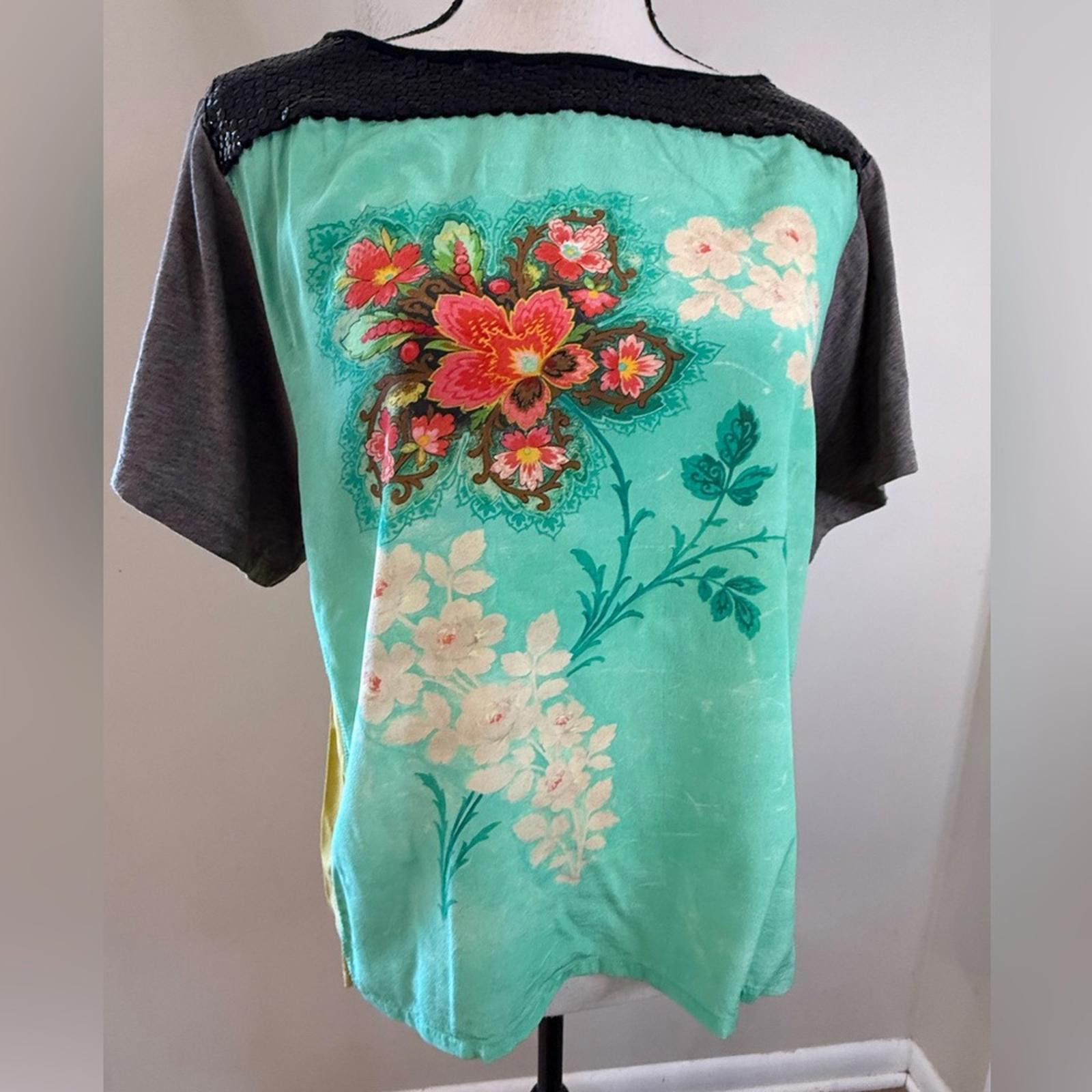Other Hoss Intropia top sequin floral color block boho SZ XS Size XS / US 0-2 / IT 36-38 - 1 Thumbnail