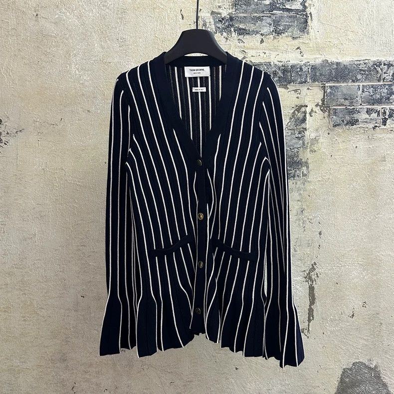 Thom Browne Thom Browne Blue and green striped gold button sweater Size XS / US 0-2 / IT 36-38 - 1 Thumbnail