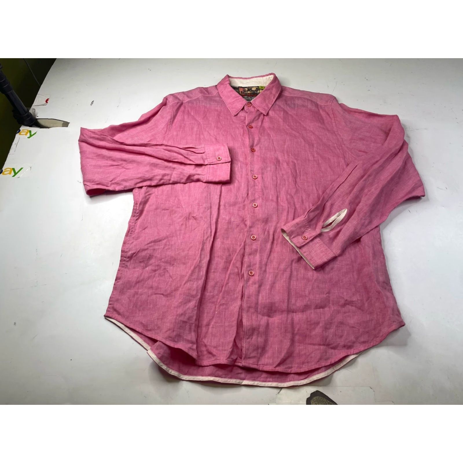 Robert Graham Robert Graham Shirt 2XL Mens Pink 100% Linen Long Sleeve Button-Down Collared Paisley Pattern Regular fit Size US XXL / EU 58 / 5 - 3 Thumbnail