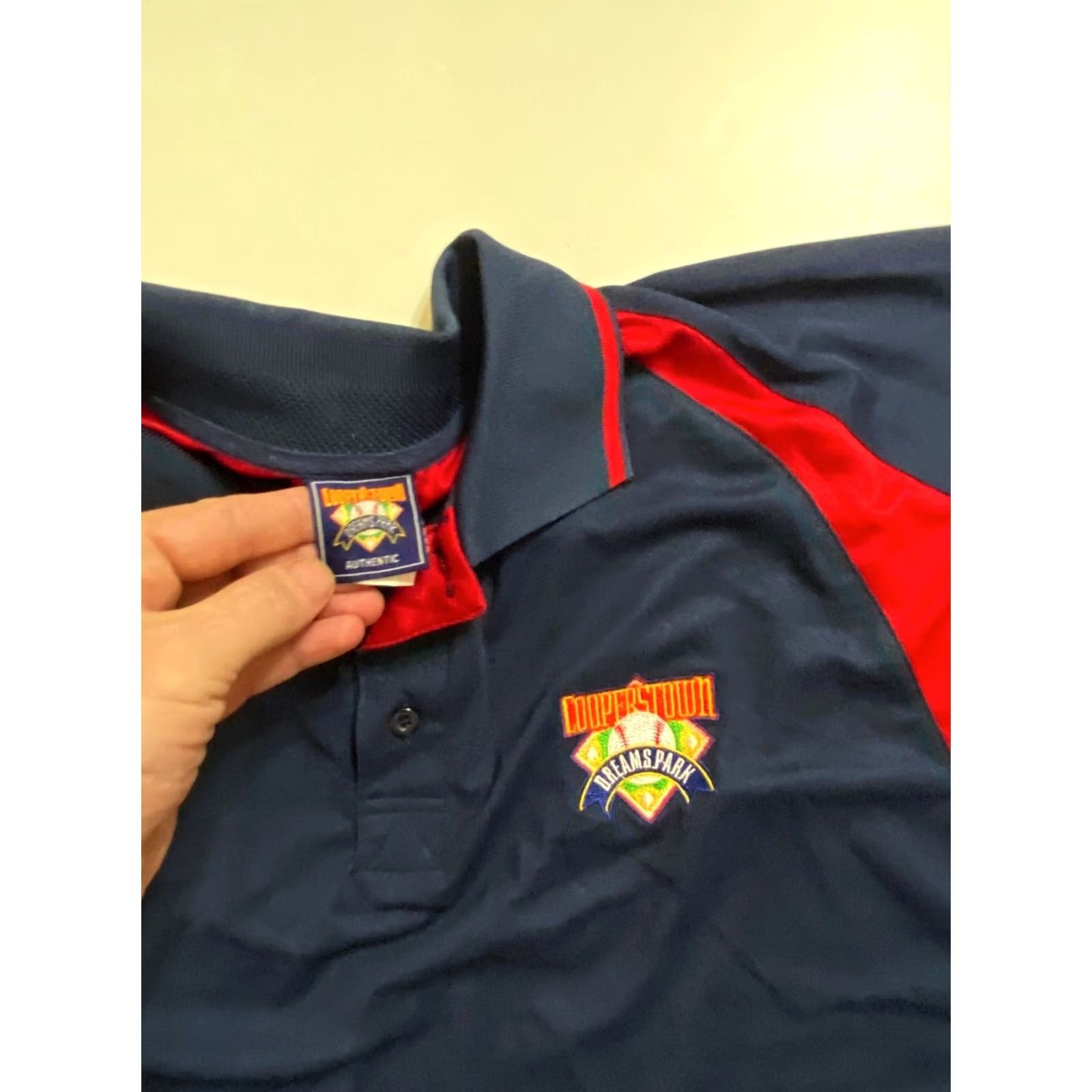 Vintage Cooperstown Embroidered Baseball POLO Shirt Poly Large L Mens Size US L / EU 52-54 / 3 - 3 Thumbnail