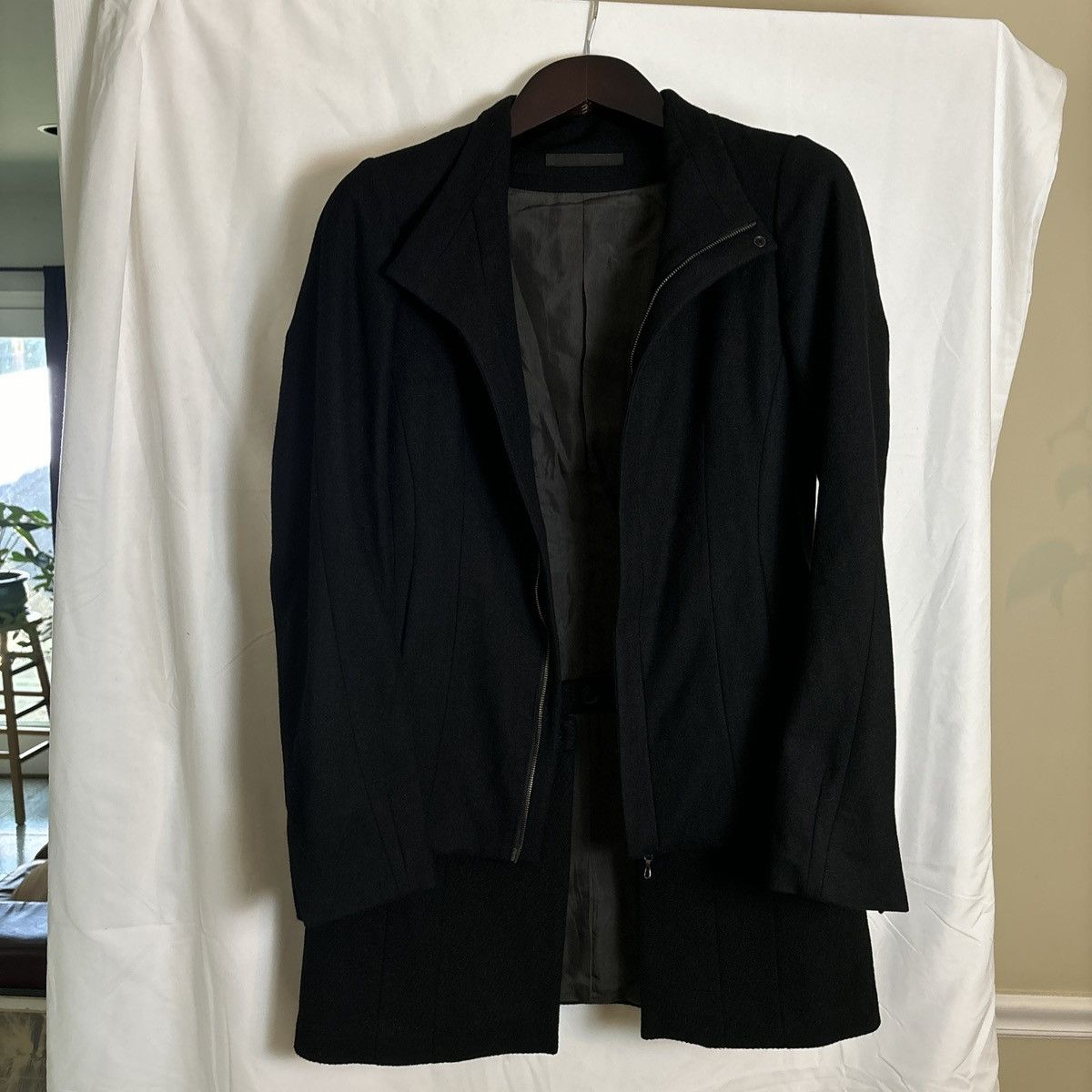 Julius 7 Angora Blend Zipper Coat w/Removable Lower Portion
