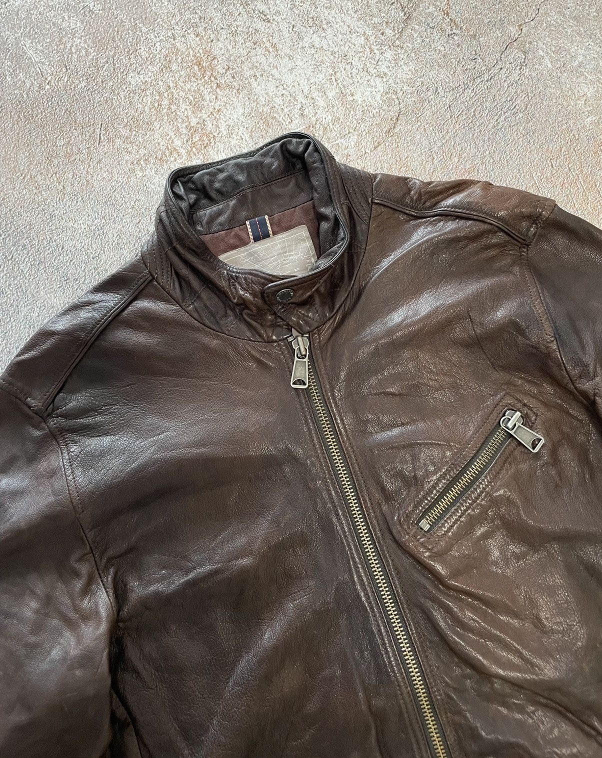 Napapijri Vintage Napapijri Brown Leather Jacket Size US XL / EU 56 / 4 - 3 Thumbnail