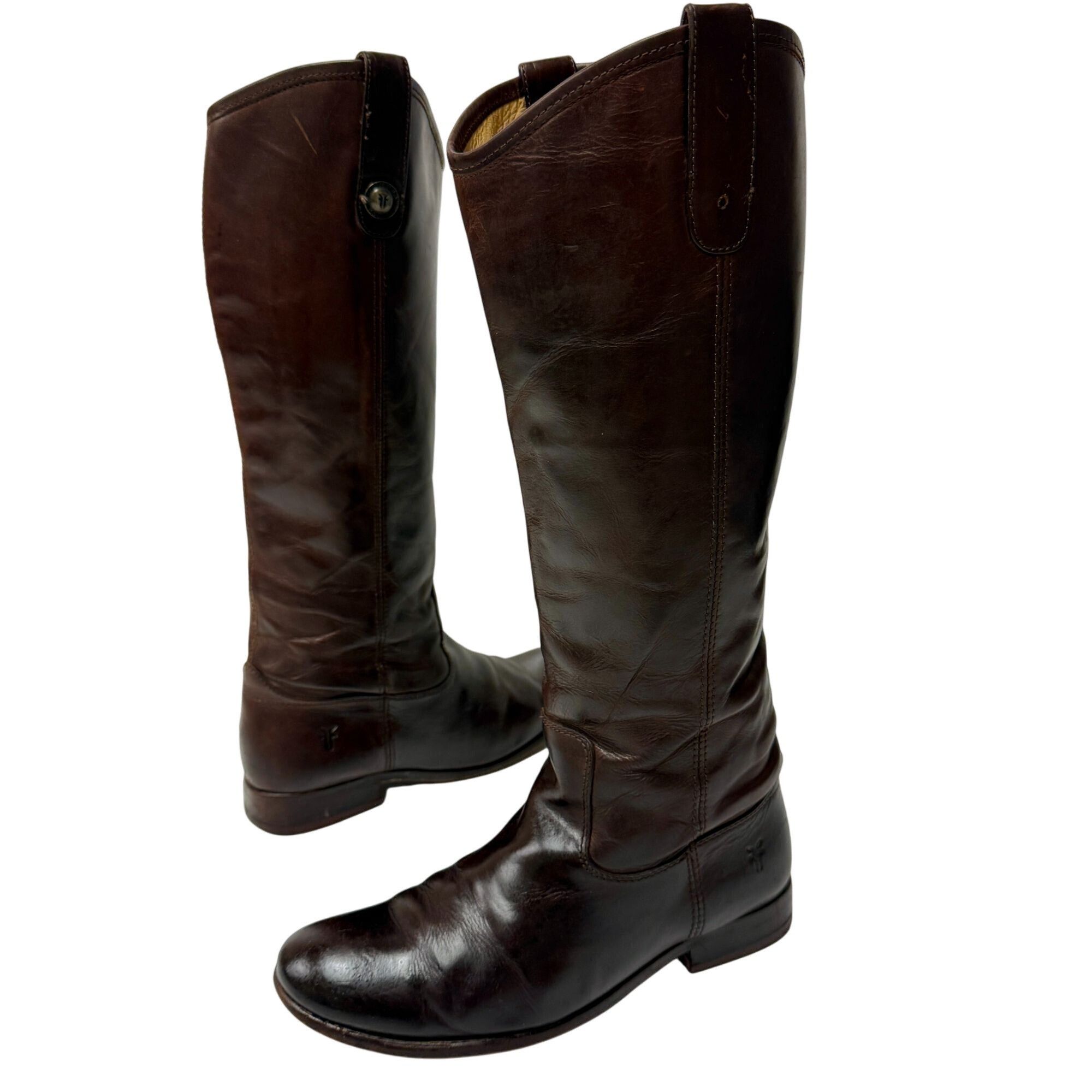 Frye Vtg Frye Melissa 4015 Chocolate Brown Leather TALL Boots Size US 7 / IT 37 - 1 Thumbnail