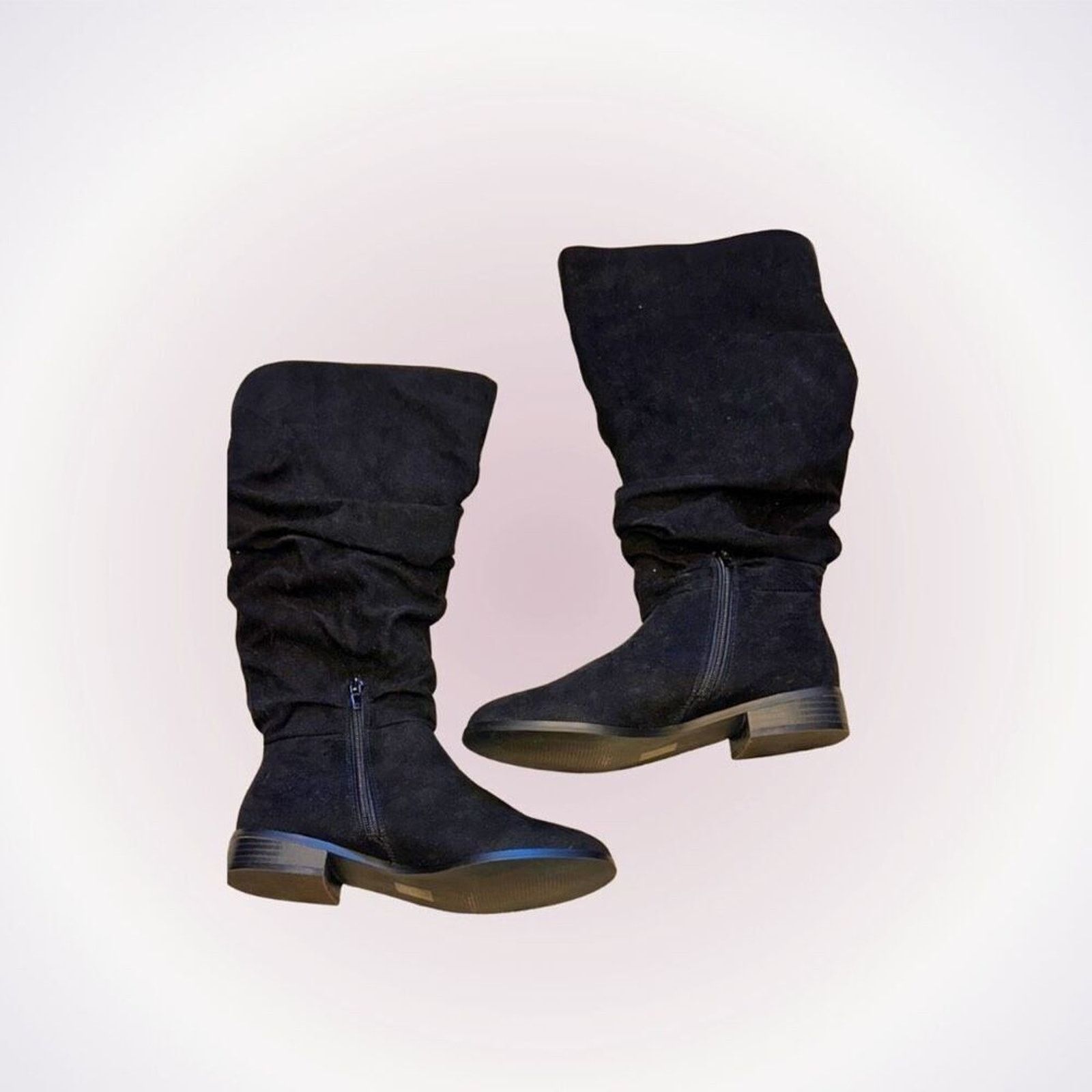 Other Black Slouchy Knee High Riding Boots Flat | Sz 5 UK Size US 7 / IT 37 - 1 Thumbnail