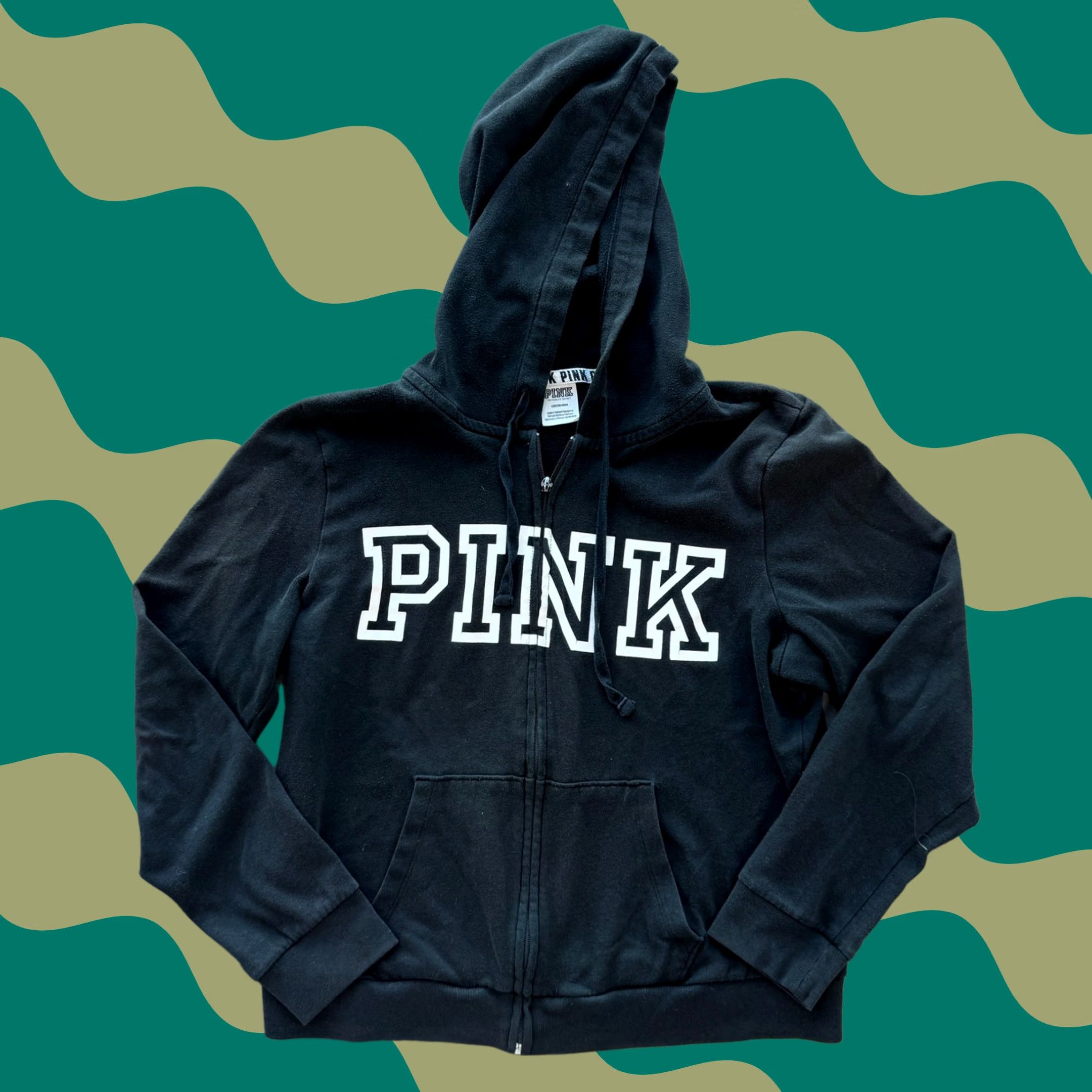Victoria's Secret VINTAGE Victoria's Secret PINK Black Full Zip Spellout Hoodie Sweatshirt L Womens Size L / US 10 / IT 46 - 1 Thumbnail