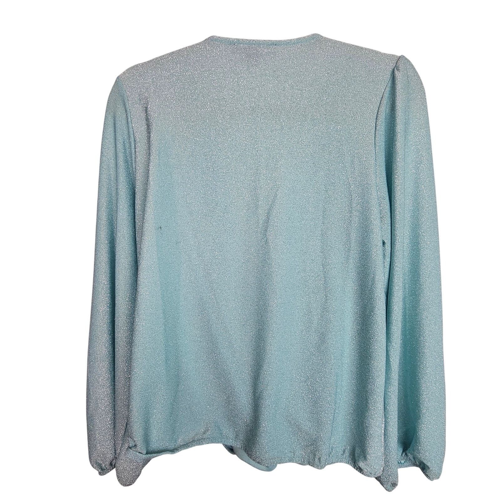 Boston Proper Boston Proper Glitter Surplice Top Sz M Sparkle Puff Sleeve Size M / US 6-8 / IT 42-44 - 10 Thumbnail