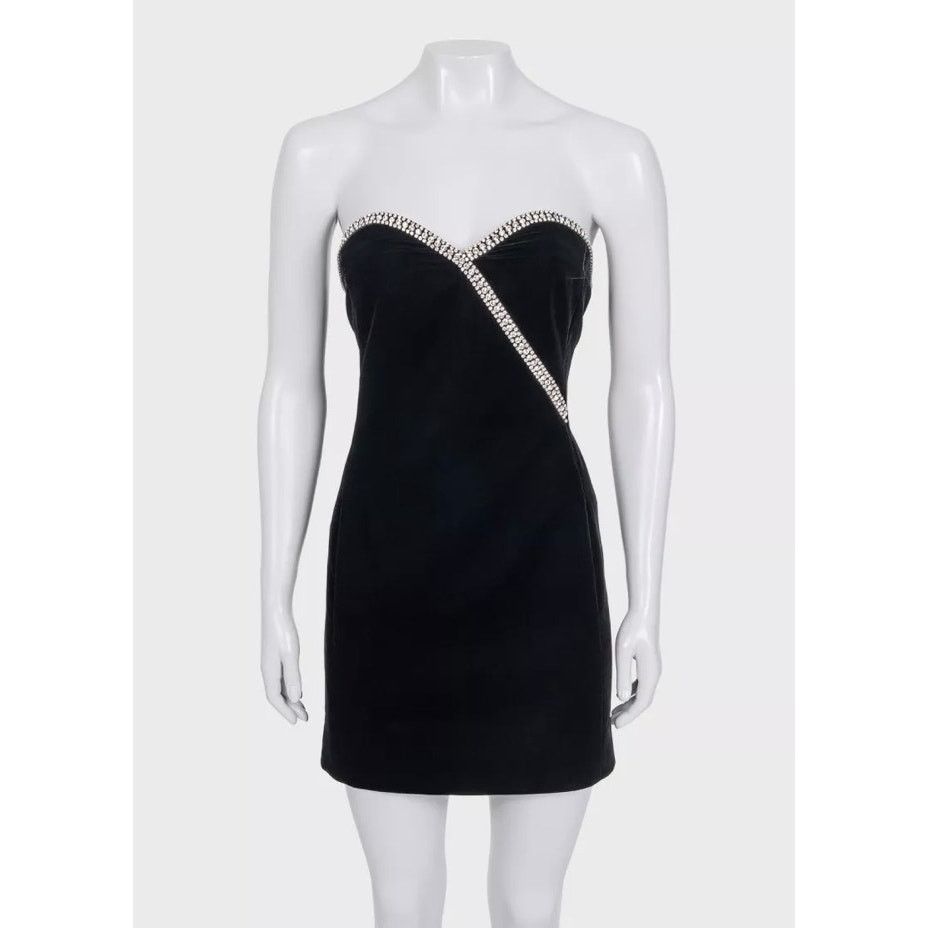 Saint Laurent Paris Saint Laurent Black Crystal Embellished Dress Sz.34XS Size XS / US 0-2 / IT 36-38 - 1 Thumbnail