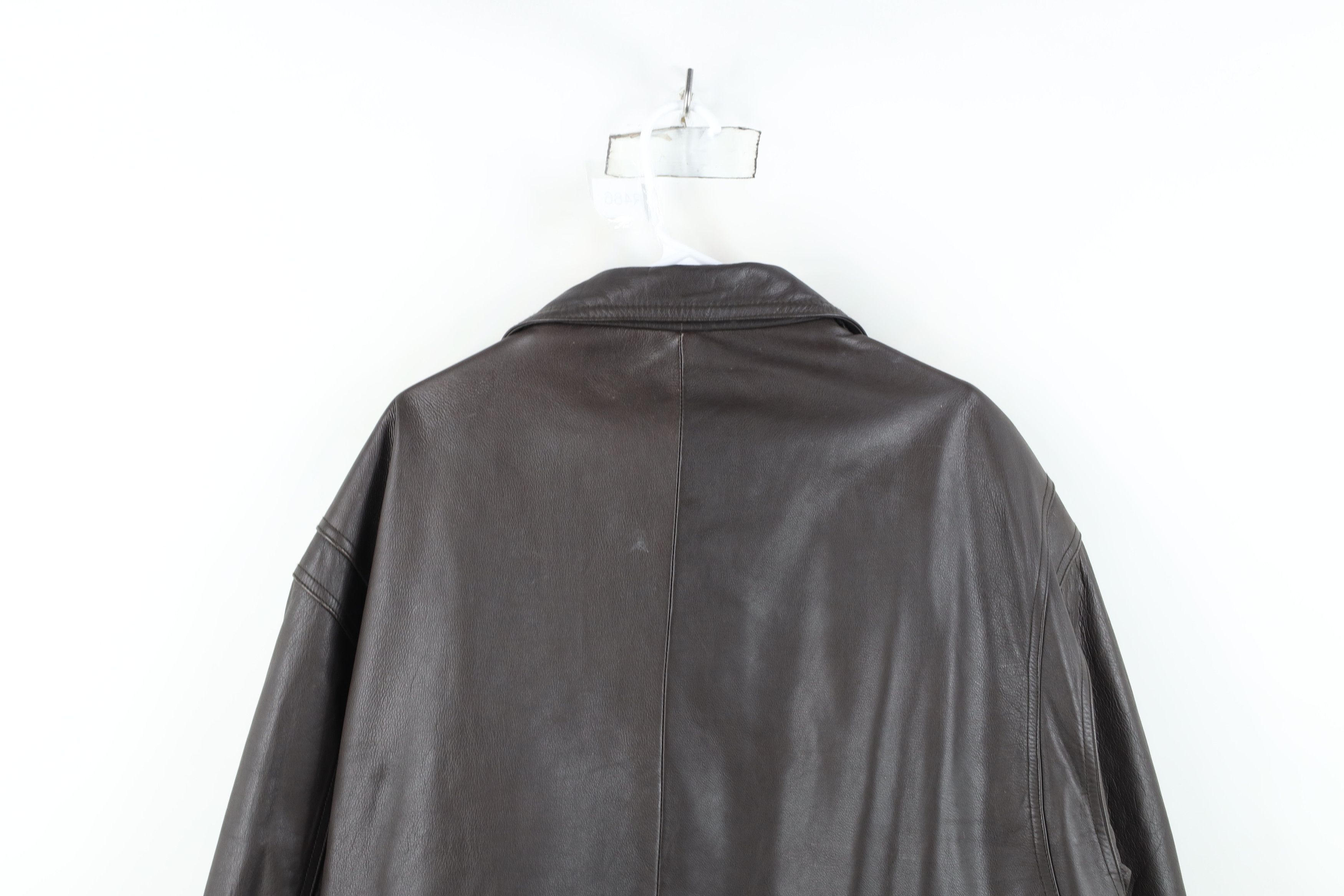 Members Only Vintage 90s Members Only Leather Chore Barn Jacket Brown Size US XL / EU 56 / 4 - 16 Thumbnail