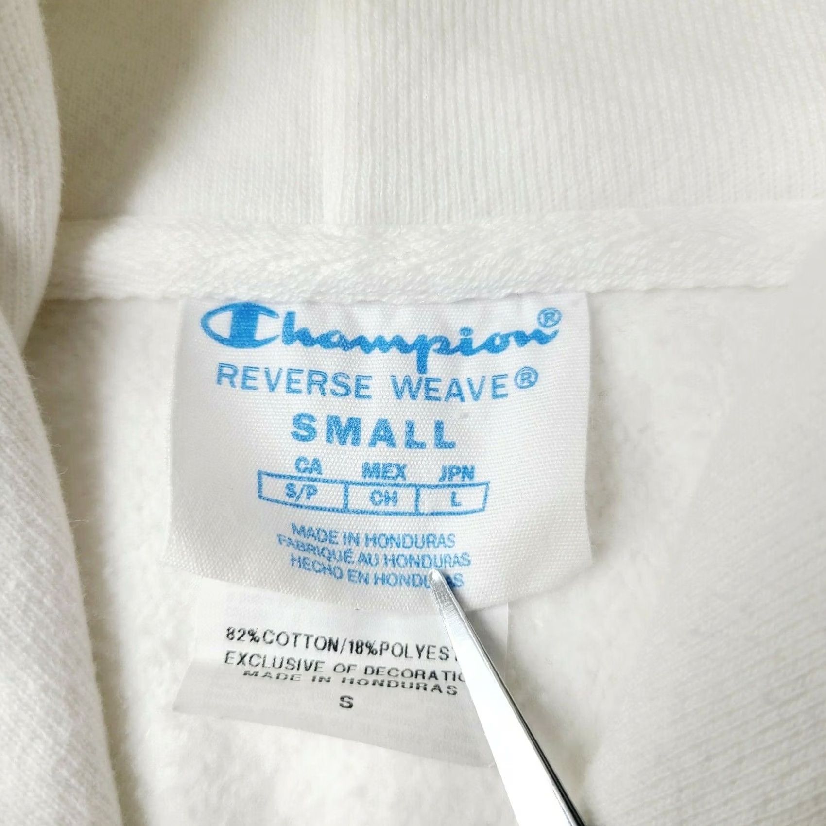 Champion VINTAGE Champion Reverse Weave Hoodie Mens Size S White Gold Spellout Sleeves 2000s Heavyweight Embroidered Pullover Size US S / EU 44-46 / 1 - 6 Thumbnail