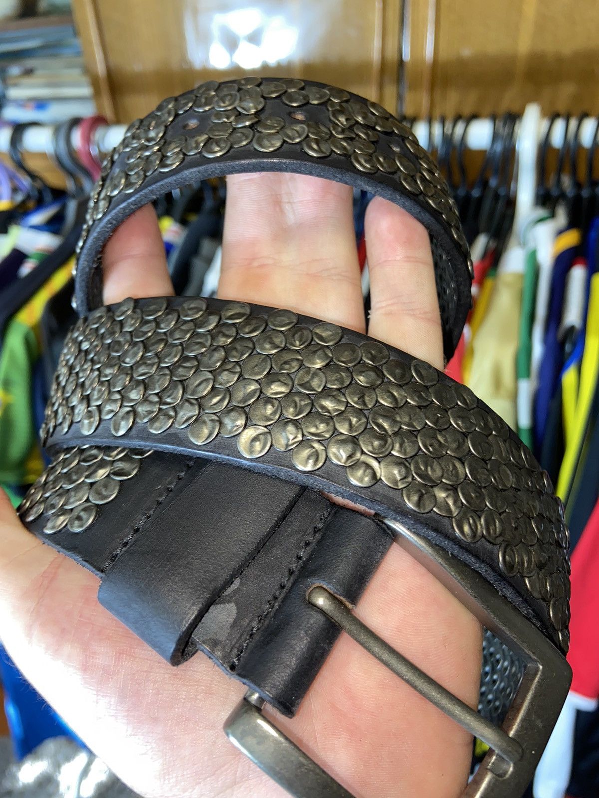 Japanese Brand × Vintage VINTAGE 90s LEATHER BELT GOTH EMO DEATH PUNK STYLE METAL Size ONE SIZE - 2 Thumbnail