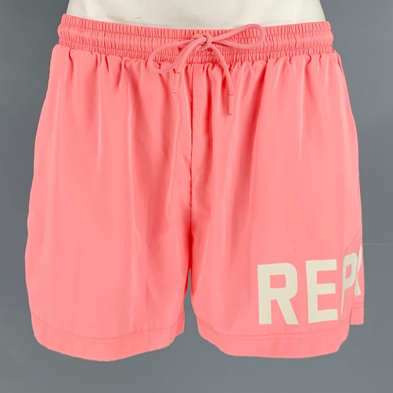 Represent Clo. REPRESENT Pink White Logo Polyester Drawstring Swim Trunks Size US 34 / EU 50 - 1 Thumbnail
