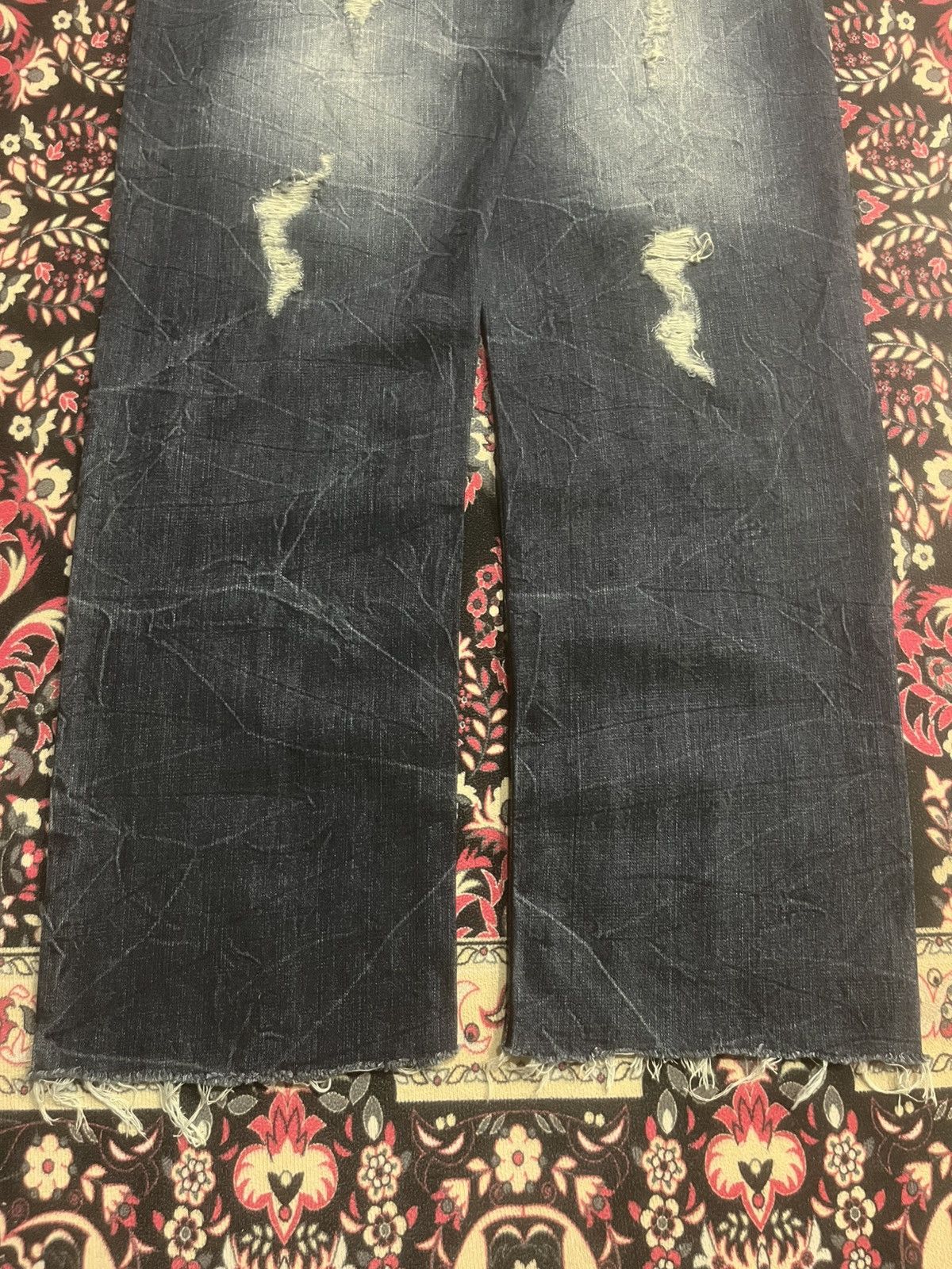 Le Grande Bleu (L.G.B.) Back & Forth Dark Blue Ripped Frayed Leg Loose Baggy Jeans Size US 36 / EU 52 - 9 Thumbnail