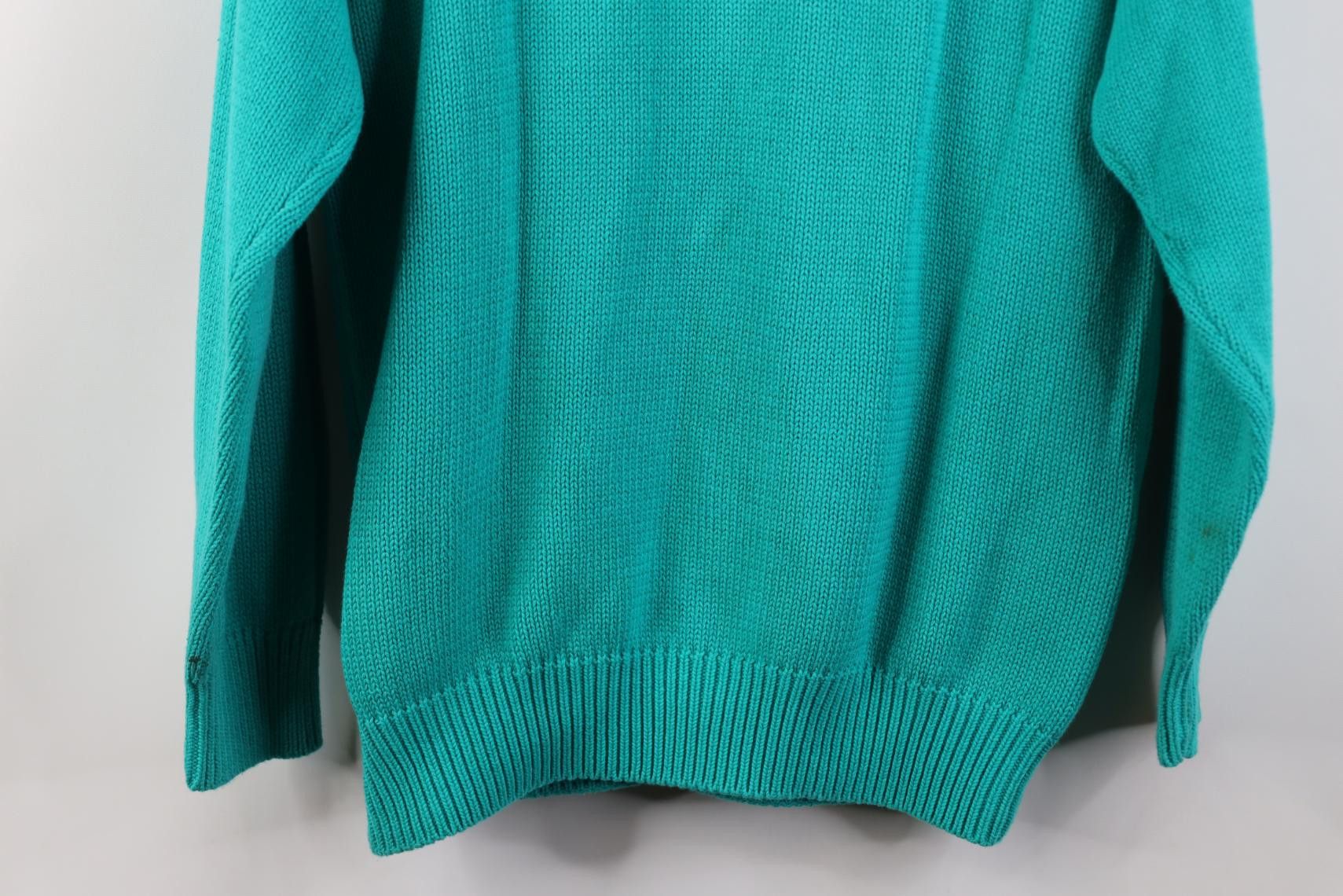 Vintage Vintage 90s Streetwear Cotton Knit Crewneck Sweater Teal Size S / US 4 / IT 40 - 12 Thumbnail