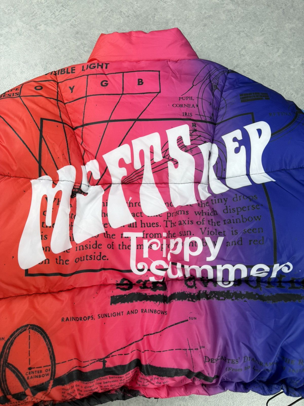 MSFTSrep Trippy Summer Rainbow Puffer Jacket Size L