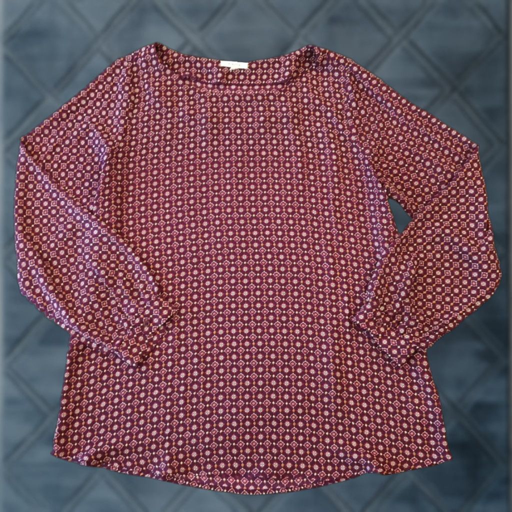 Vintage Pleione Shirt Womens XL Purple Geometric Long Sleeve Pullover Blouse Size XL / US 12-14 / IT 48-50 - 1 Thumbnail