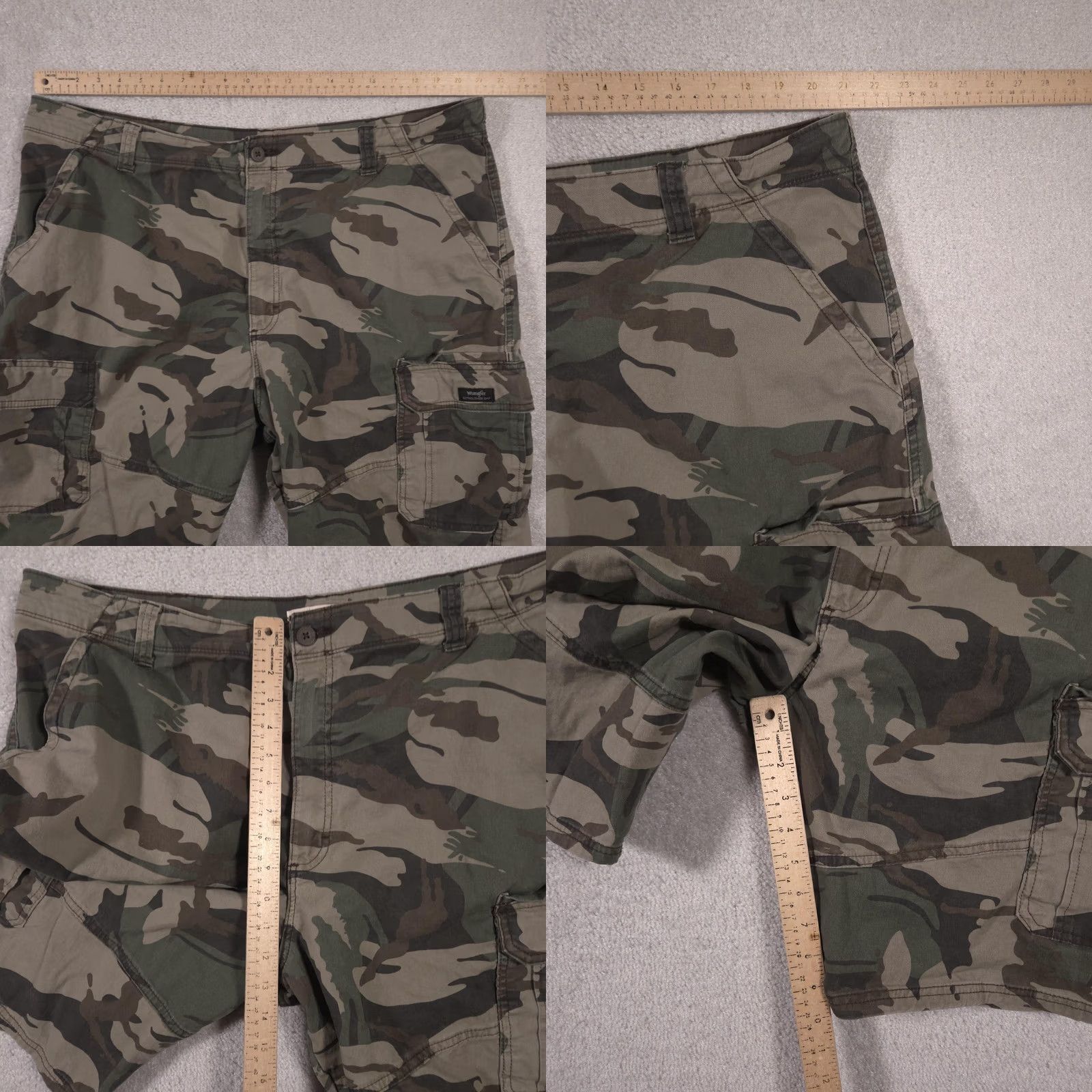 Wrangler Wrangler Cargo Shorts Mens 42 Green Camouflage Relaxed Fit 10 Inseam Utility Cargo Pockets Front Zip Front Flat Front Casual Outdoor Army Army Mens Size US 42 / EU 58 - 8 Thumbnail