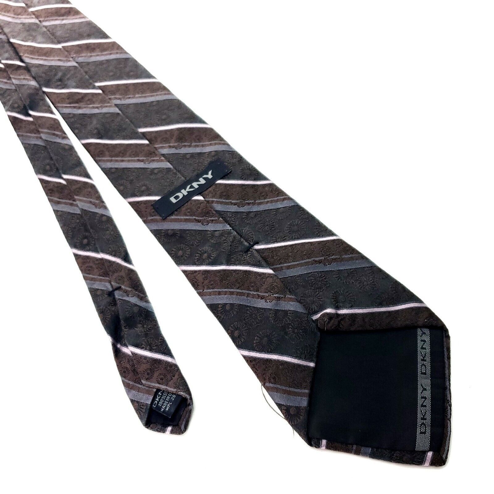 DKNY DKNY Brown Silk Tie Woven Regimental Size ONE SIZE - 3 Thumbnail