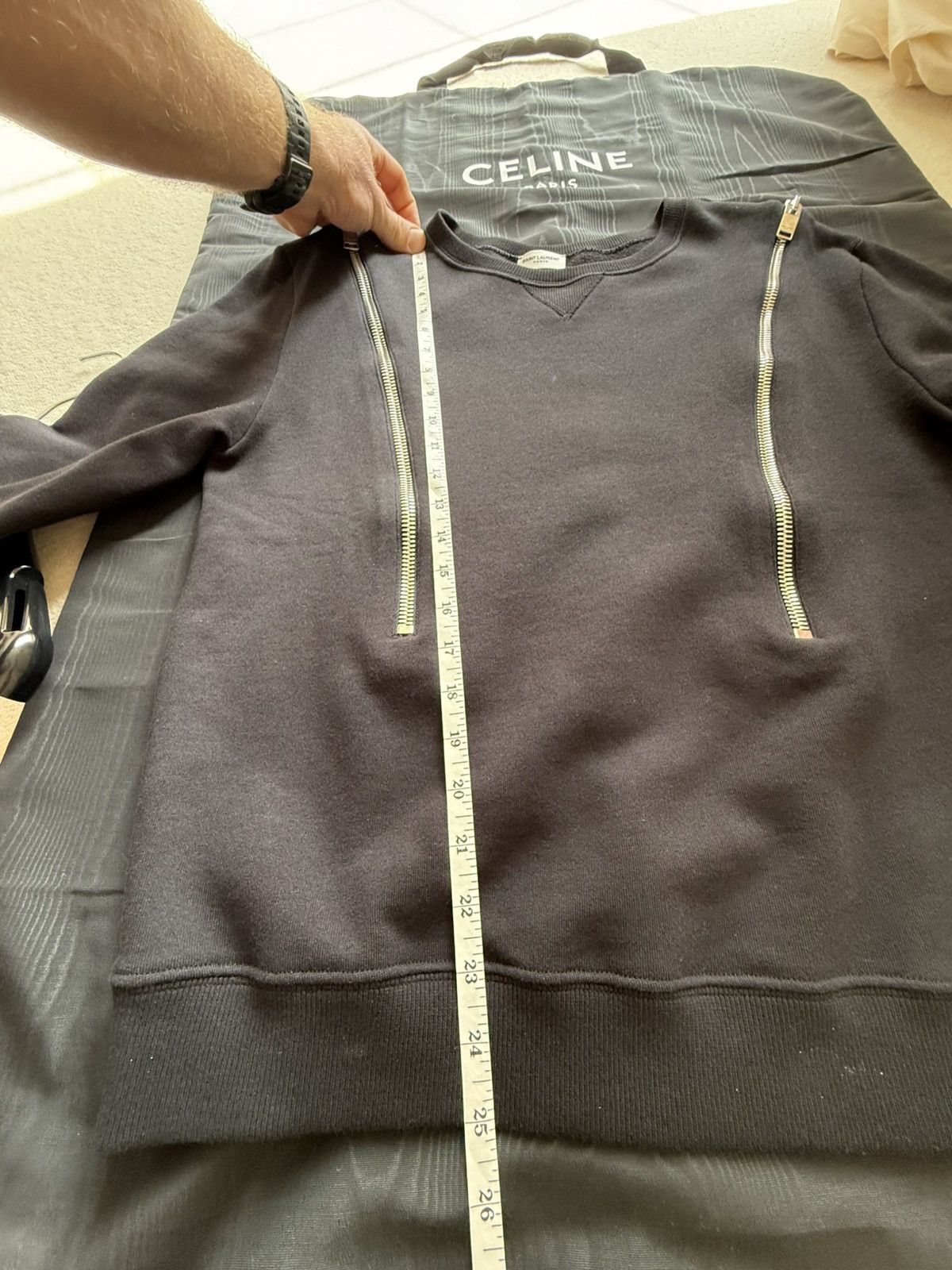 Saint Laurent Paris FW13 Saint Laurent zip crew neck sweater Hedi Slimane grail Size US L / EU 52-54 / 3 - 7 Thumbnail