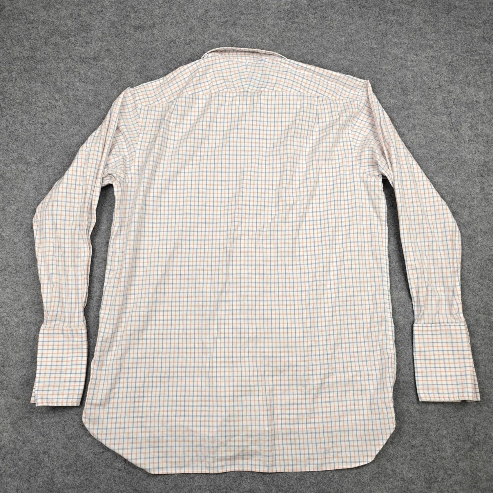Vintage Thomas Pink Dress Shirt Mens 17 34/35 White Check Regular Fit Long Sleeve Cotton Size 46R - 6 Thumbnail