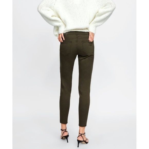 Zara Zara Military Green Topstitching & Zippered Details Skinny Size 27" / US 4 / IT 40 - 2 Thumbnail