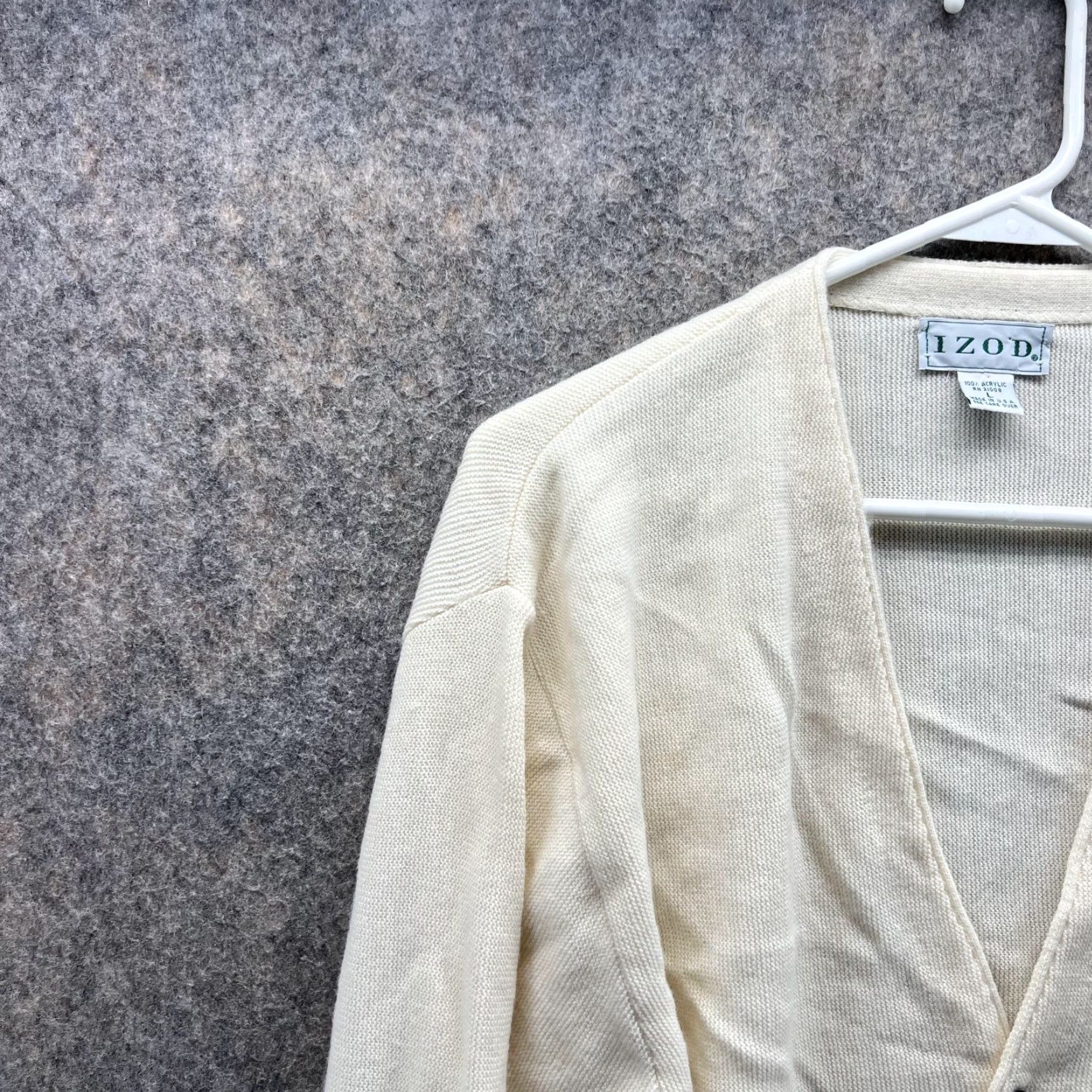 Izod VINTAGE Izod Sweater Cardigan Women Large Beige Logo Acrylic All Seasons Fall Spring Winter Womens Holiday JL Size L / US 10 / IT 46 - 3 Thumbnail