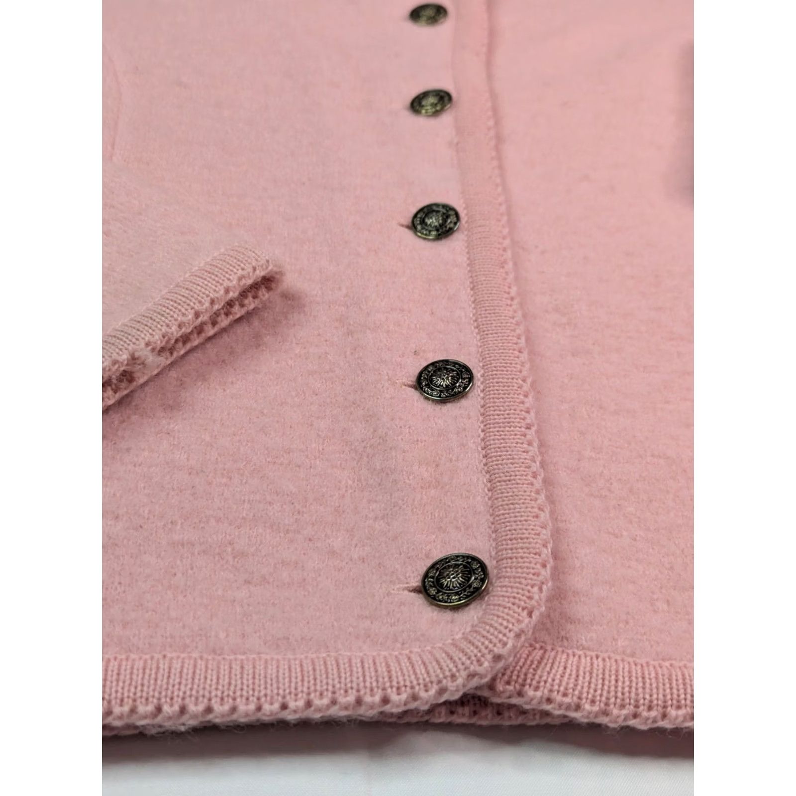 Pinko VINTAGE Tally-Ho Cardigan Wool Sweater Womens PS Pink Buttons 80s 90s Emo Goth Grunge Classic Knit V-Neck Cardigan Womens Size S / US 4 / IT 40 - 5 Thumbnail
