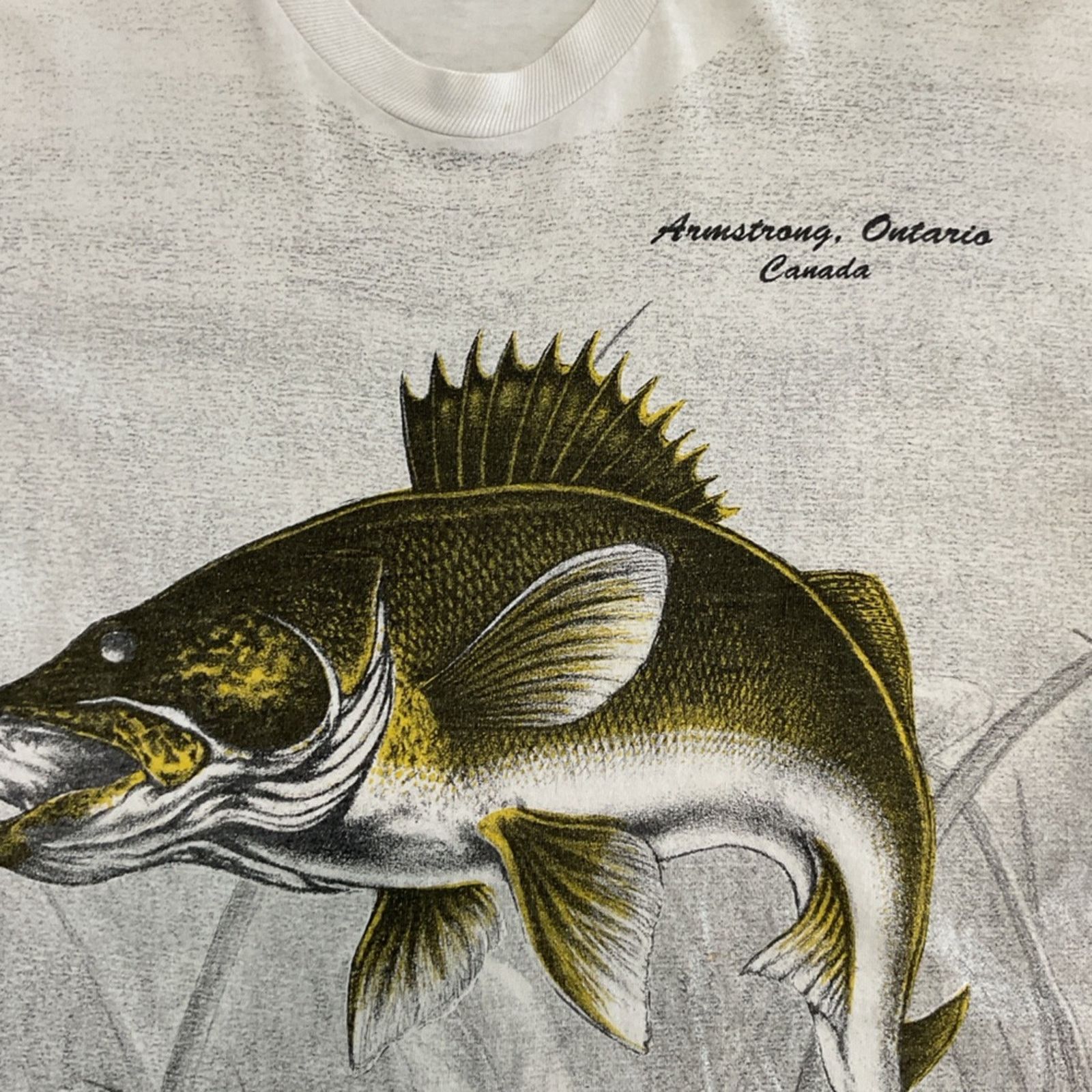Fruit Of The Loom Vintage Armstrong Ontario Canada Bass Graphic T-Shirt Size US XL / EU 56 / 4 - 7 Thumbnail