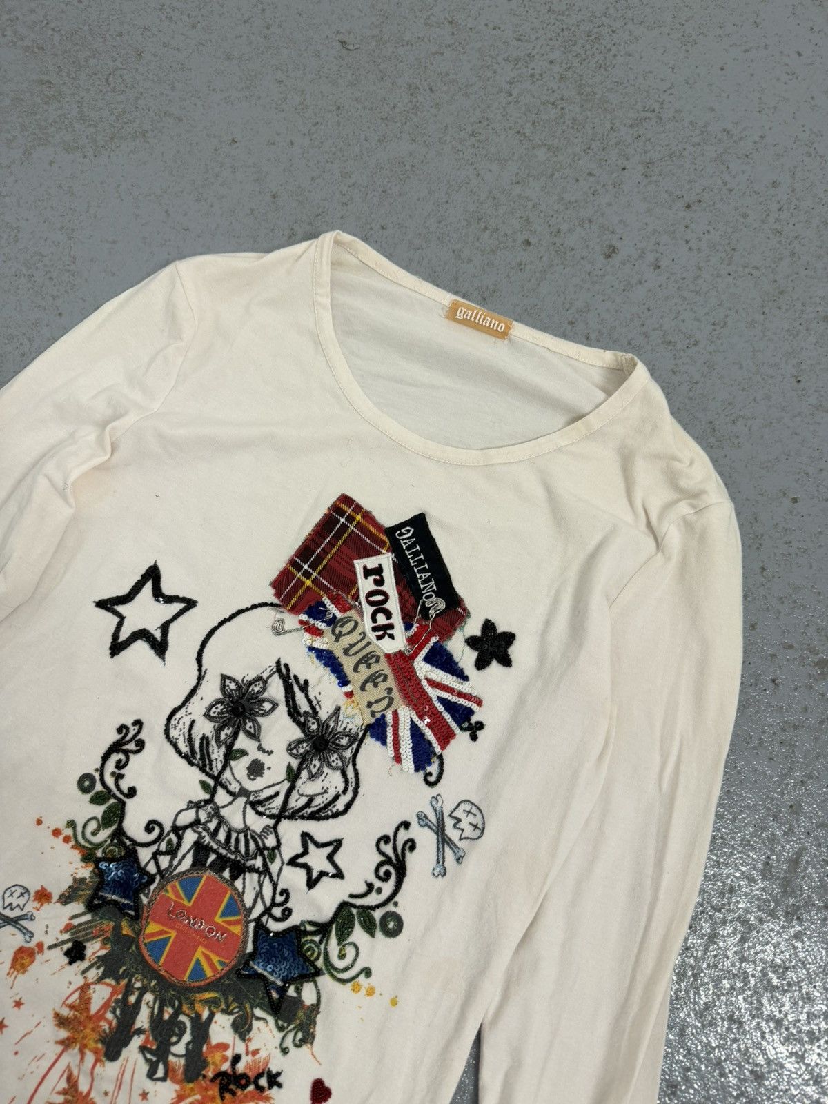 John Galliano Vintage 00s John Galliano UK Punk Glitter Longsleeve Size XS / US 0-2 / IT 36-38 - 4 Thumbnail