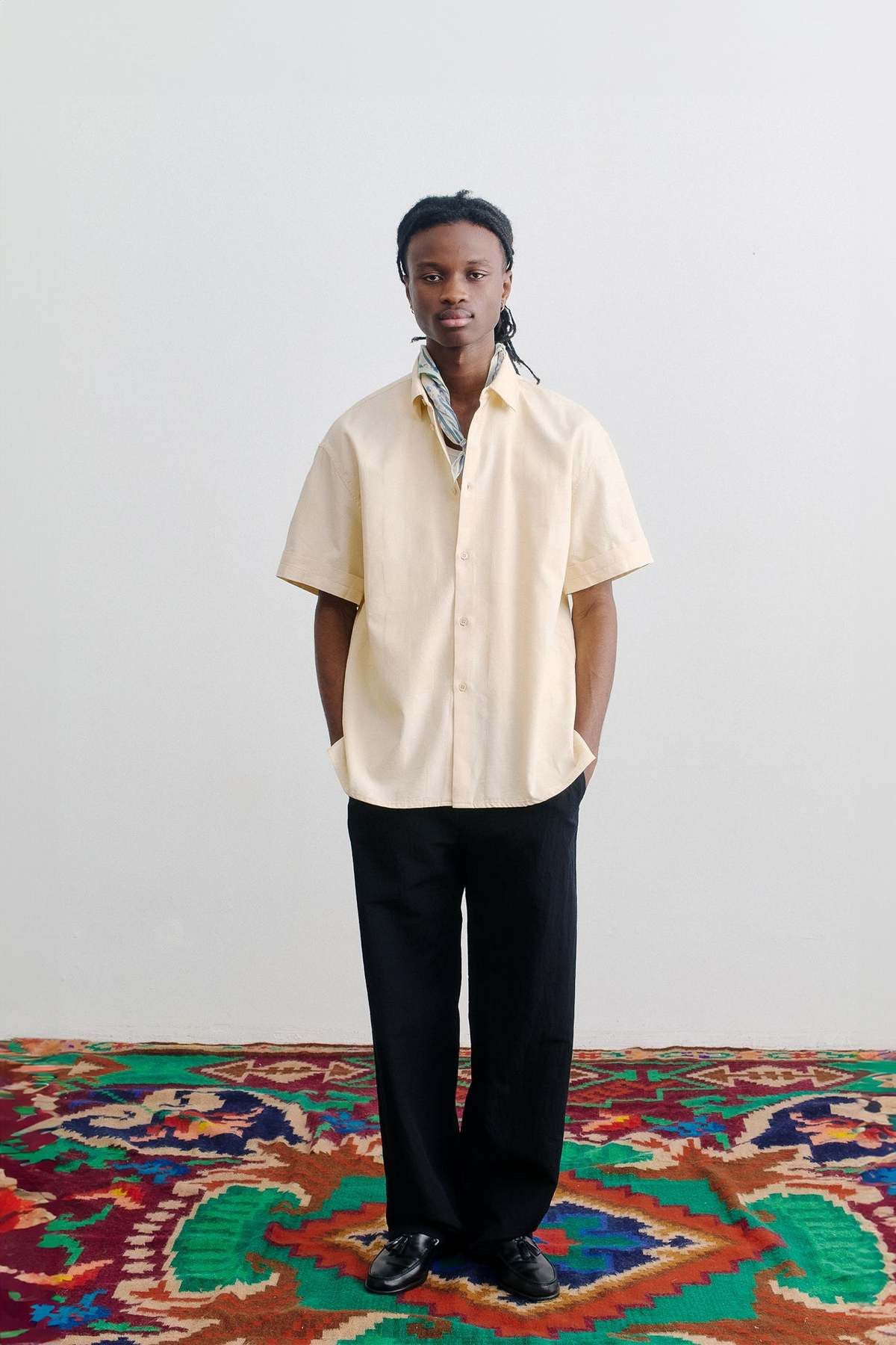 A Kind Of Guise 💚 SS24 A Kind Of Guise Elio Shirt Cubed Ivory Medium NEW Size US M / EU 48-50 / 2 - 3 Thumbnail