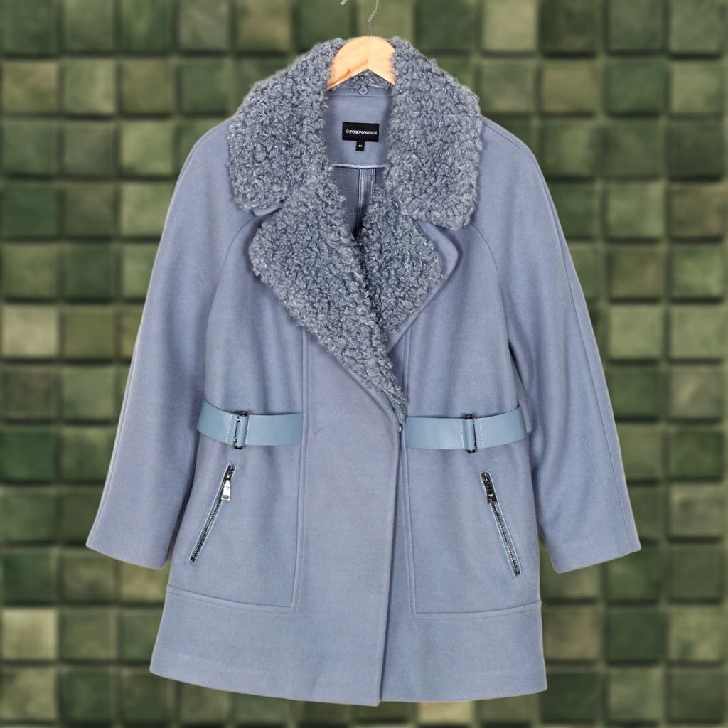 Emporio Armani Emporio Armani Collared Wool Blend Coat Jacket Women 44 Blue Wool Blend Coat Women 44 Blue Armani Formal Casual 90s Designer Mens Womens Size M / US 6-8 / IT 42-44 - 1 Thumbnail