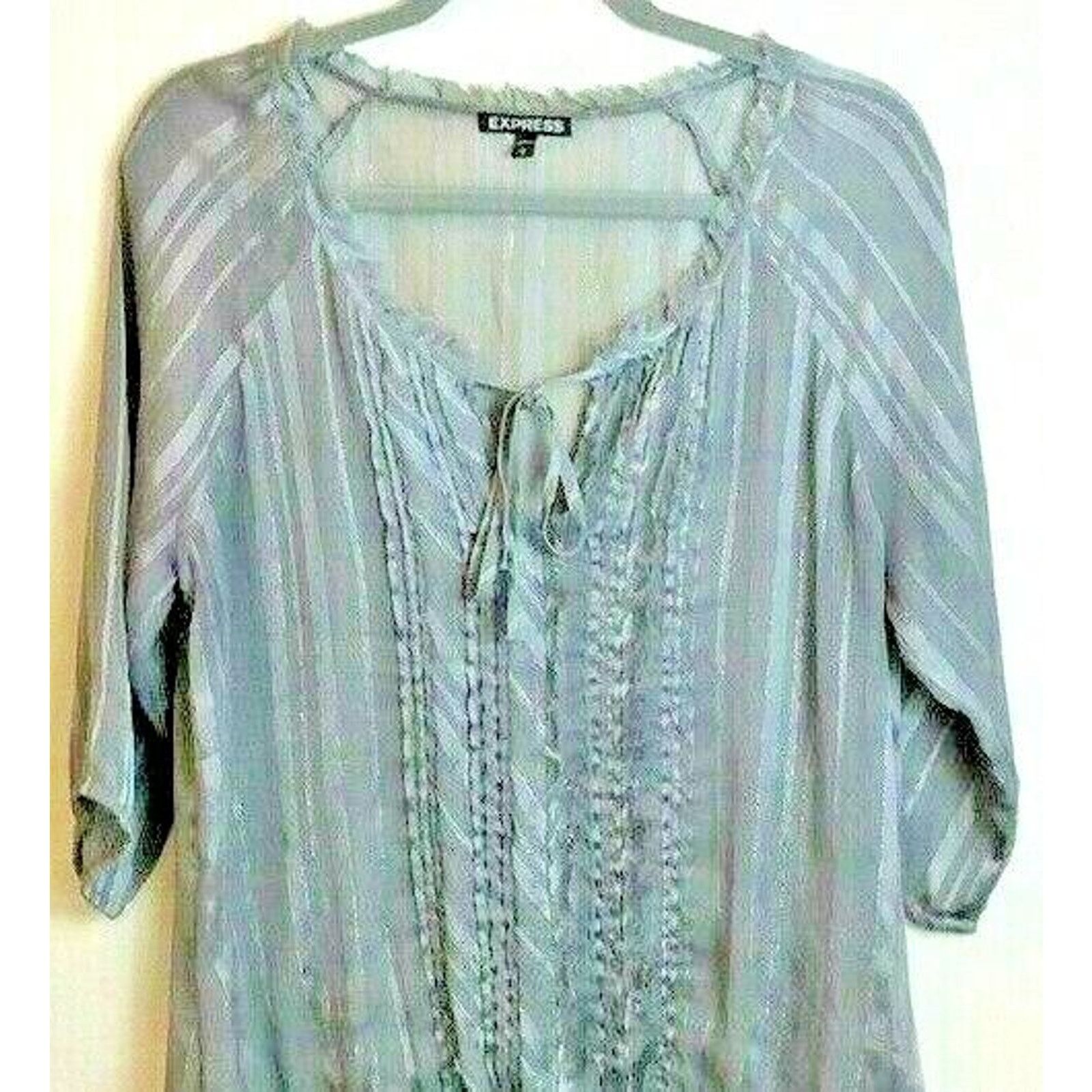Express Express Ladies Sheer Blouse Shirt Top Round Collar Size M / US 6-8 / IT 42-44 - 1 Thumbnail