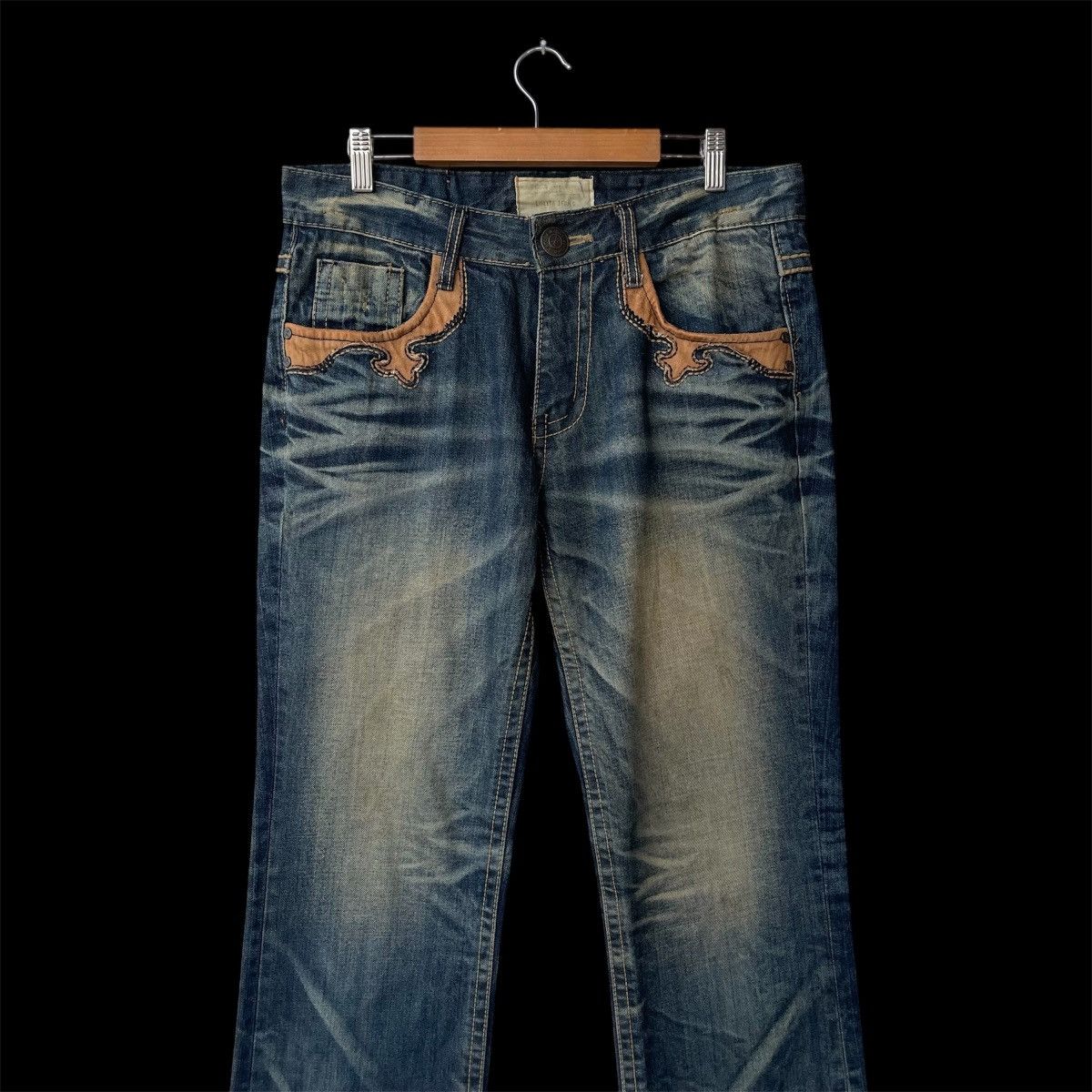 Yasuyuki Ishii 🔥Need Gone🔥Lolita Jeans Western Suede Fleur-de-lis Jeans Size US 32 / EU 48 - 3 Thumbnail