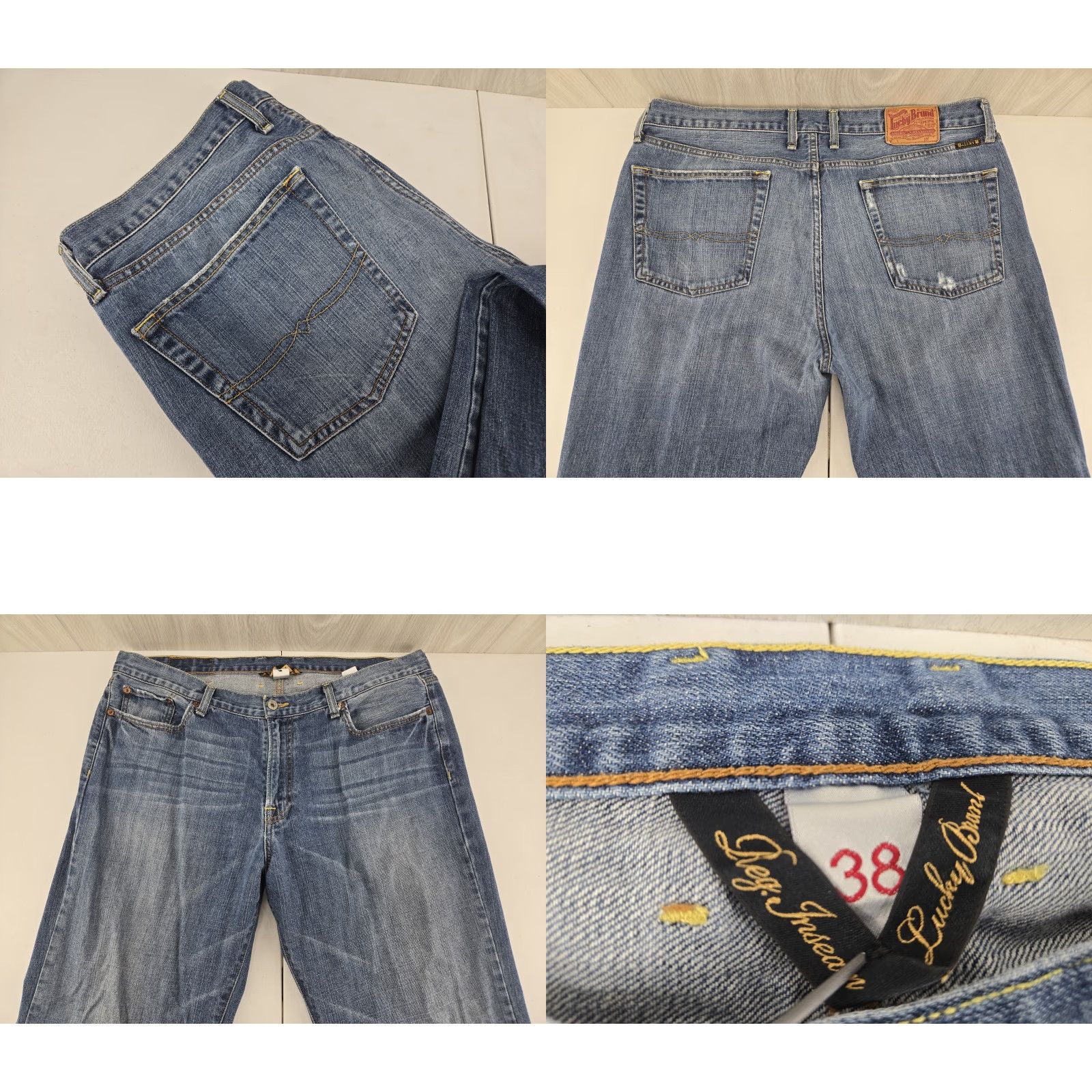 Lucky Brand Lucky Brand Jeans Men's Straight Leg 38x33 Blue Dark Stone Wash Regular Inseam 33 5-Pocket Denim Logo Gift? Size US 38 / EU 54 - 8 Thumbnail