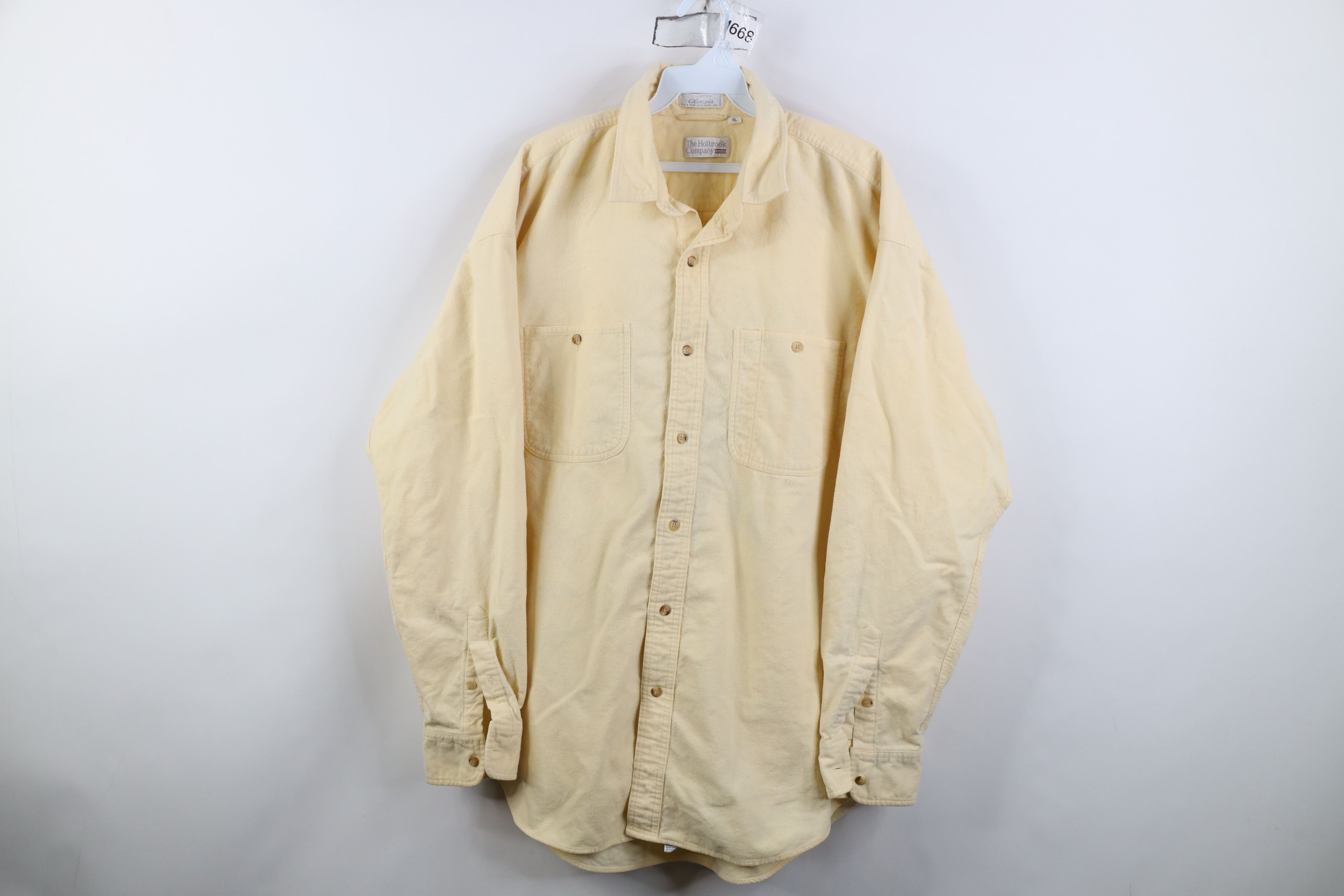 Vintage Vintage 70s Streetwear Chamois Cloth Button Shirt Yellow Size US XL / EU 56 / 4 - 1 Thumbnail