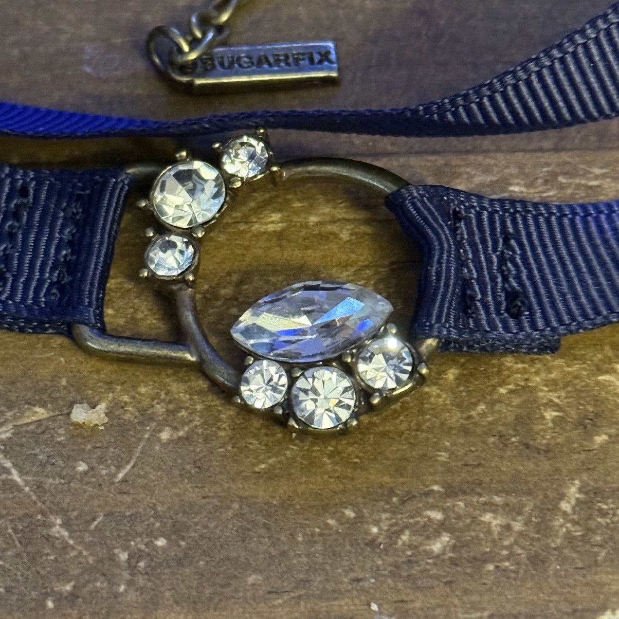 Other Sugarfix navy blue crystal pendant ribbon choker necklace Size ONE SIZE - 3 Thumbnail