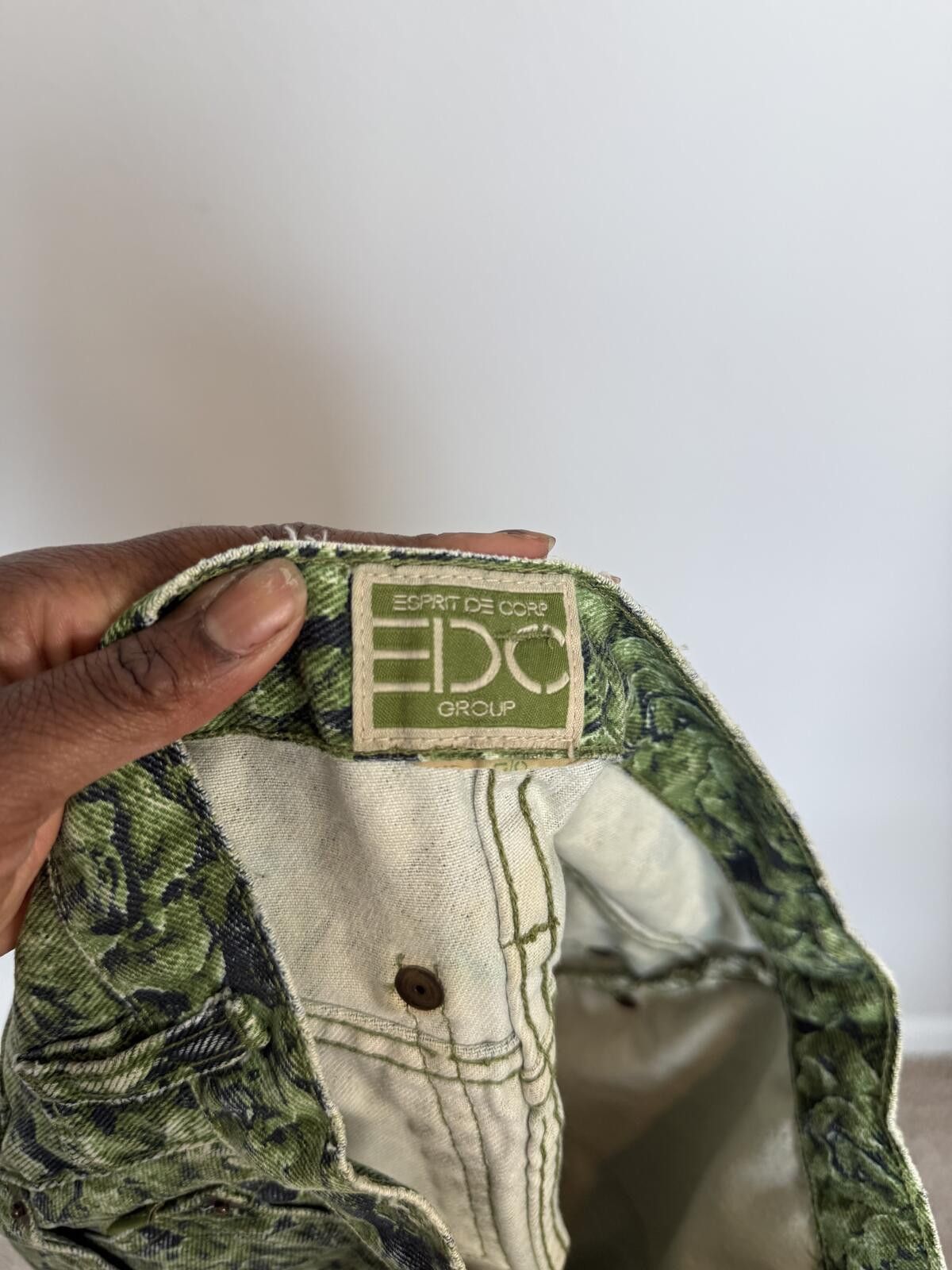 Other Vintage 90s Esprit de Corp Green Floral Pattern Denim Skirt Size 26" / US 2 / IT 38 - 6 Thumbnail