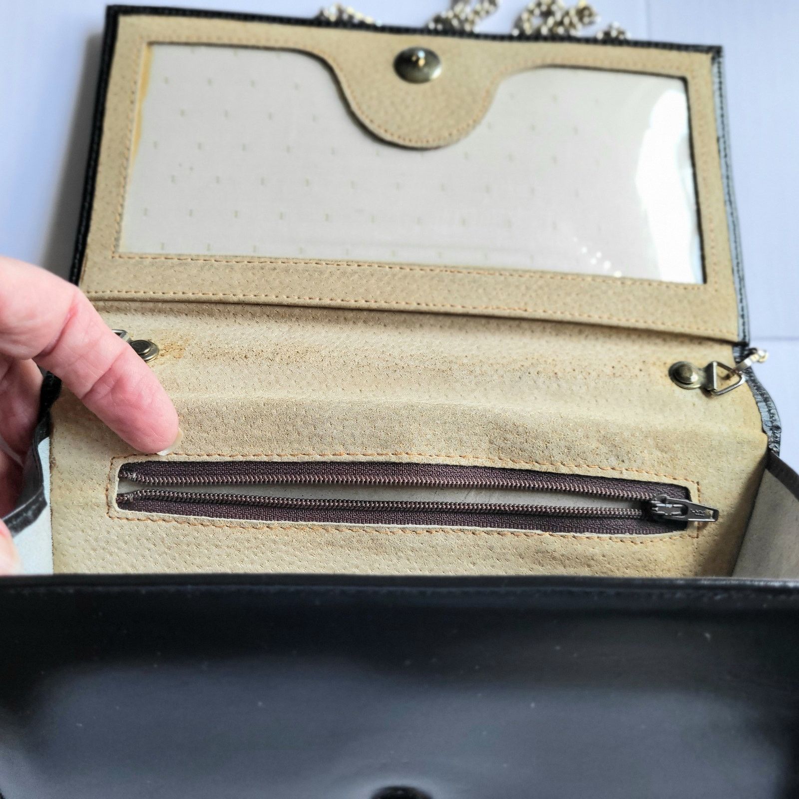 Pierre Cardin Vintage Pierre Cardin Clutch Shoulder Bag Black Leather 70s Size ONE SIZE - 7 Thumbnail