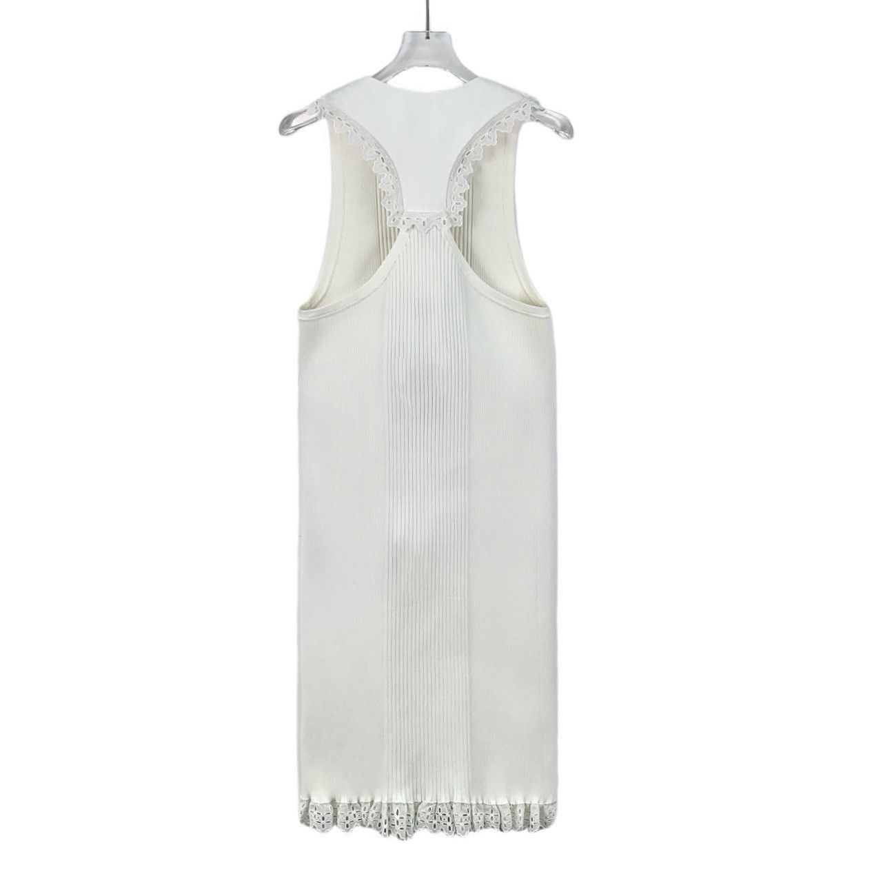 Louis Vuitton Louis Vuitton White Spliced Lace Sleeveless Knit Dress K26WX Size L / US 10 / IT 46 - 2 Thumbnail