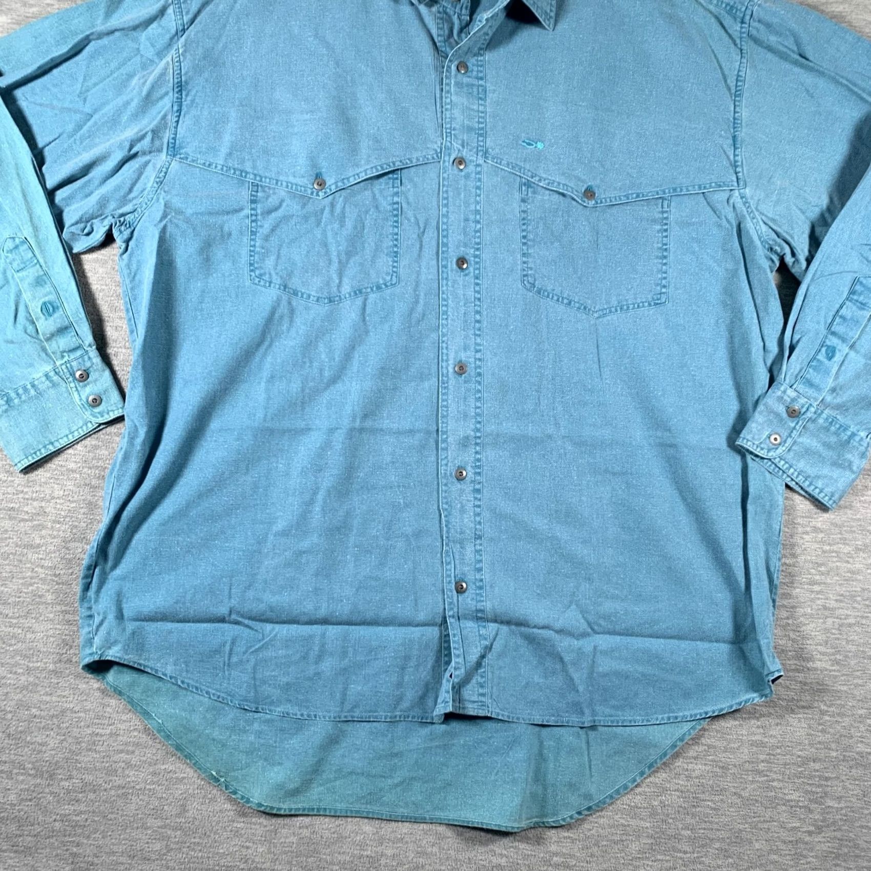 Denime Silver Spur Shirt Mens XL Blue Denim Long Sleeve Western Button Front Casual Size US XL / EU 56 / 4 - 3 Thumbnail