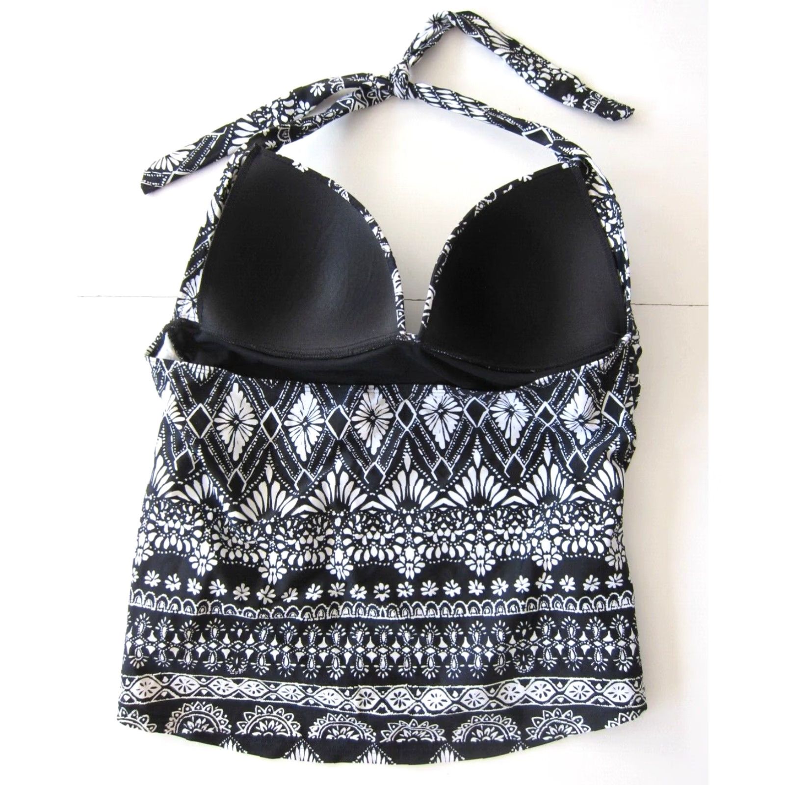 Swims St Johns Bay Black White Floral Paisley Halter Swim Tankini Top 14 Womens Swimsuit Size XL / US 12-14 / IT 48-50 - 2 Thumbnail