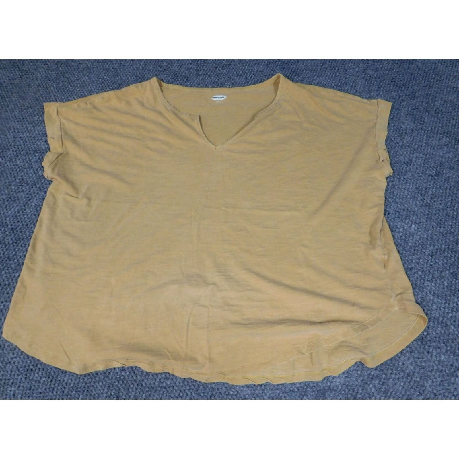 Old Navy Old Navy Womens Blouse 2XL Yellow Short Sleeve Round Neck Pullover Casual 100% Cotton Button Regular Fit Womens Size XXL / US 16-18 / IT 52-54 - 3 Thumbnail