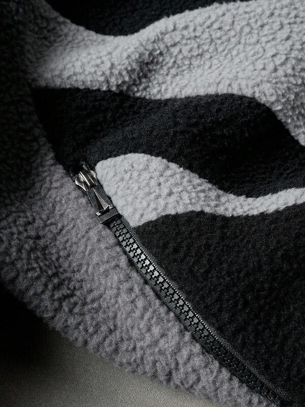 Japanese Brand Black & Grey Panel Fleece Zip Up Hoodie. Size US M / EU 48-50 / 2 - 5 Thumbnail