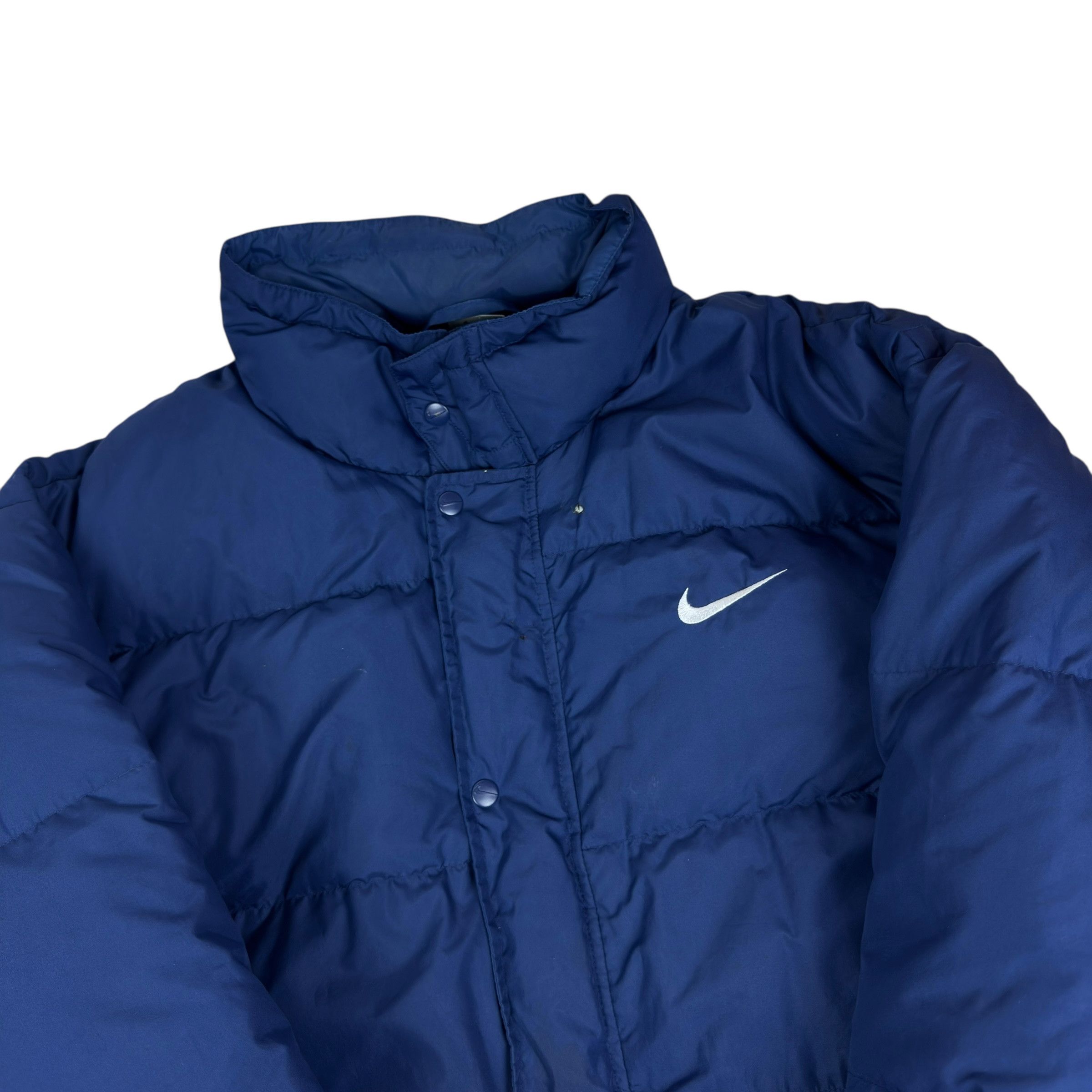 Nike Nike Men's Navy White Swoosh Full Zip Puffer Down Jacket XL Size US XL / EU 56 / 4 - 4 Thumbnail