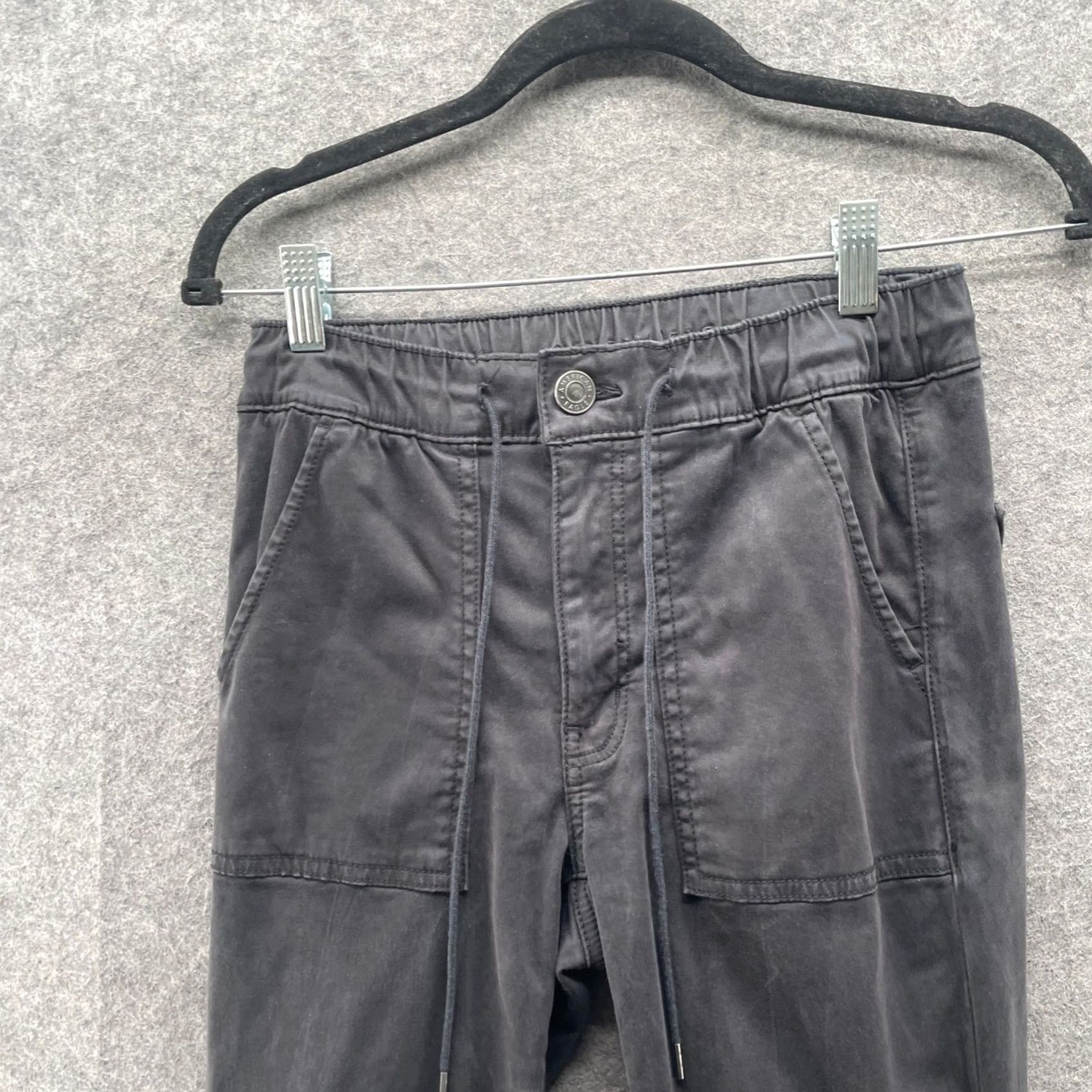 American Eagle Outfitters American Eagle Outfitters Jogger Pants Womens 6 Gray Black Zip Ankle Soft Mid Rise Cotton Blend Twill Stretch Pockets Size 28" / US 6 / IT 42 - 3 Thumbnail