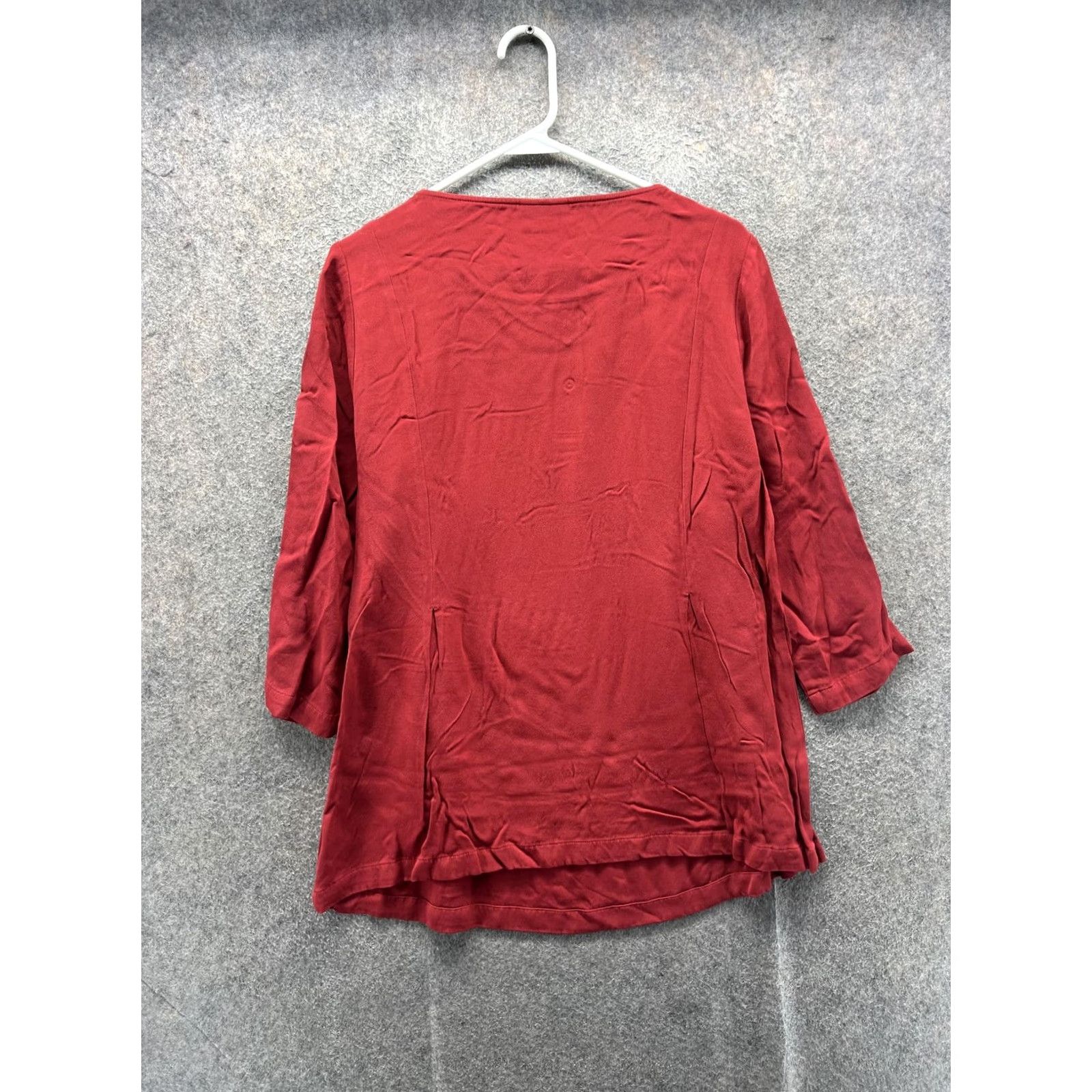 J. Jill J. Jill Tunic Blouse Womens Large Red Solid Scoop Neck 3/4 Sleeve Woven Top Size L / US 10 / IT 46 - 7 Thumbnail