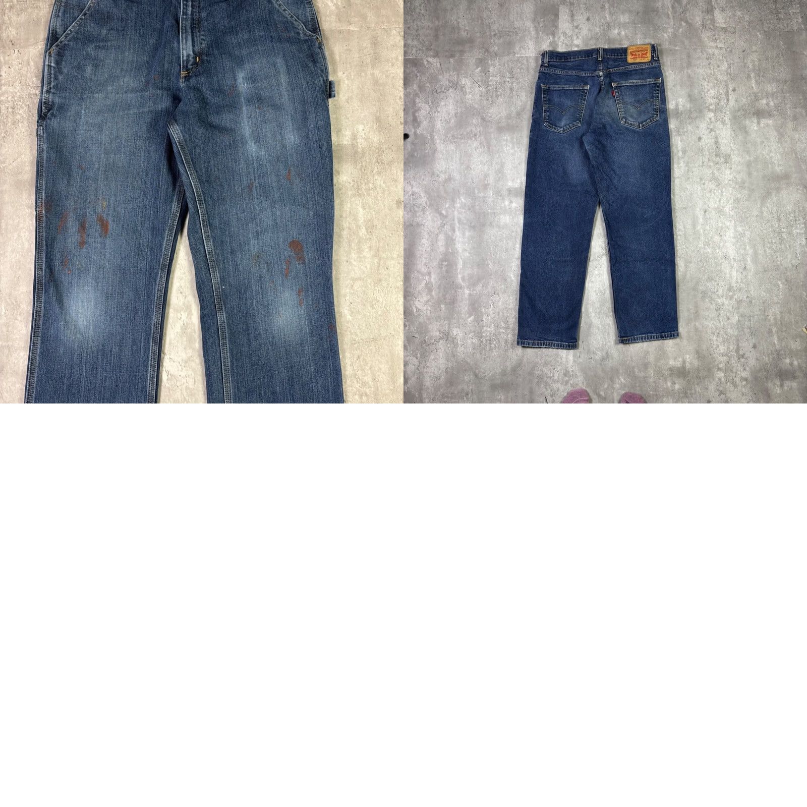Carhartt Carhartt Jeans Mens 32x30 Relaxed Fit Carpenter Blue Denim Distressed 5-Pocket Hem Work Mens Clothing Jeans Size US 32 / EU 48 - 8 Thumbnail
