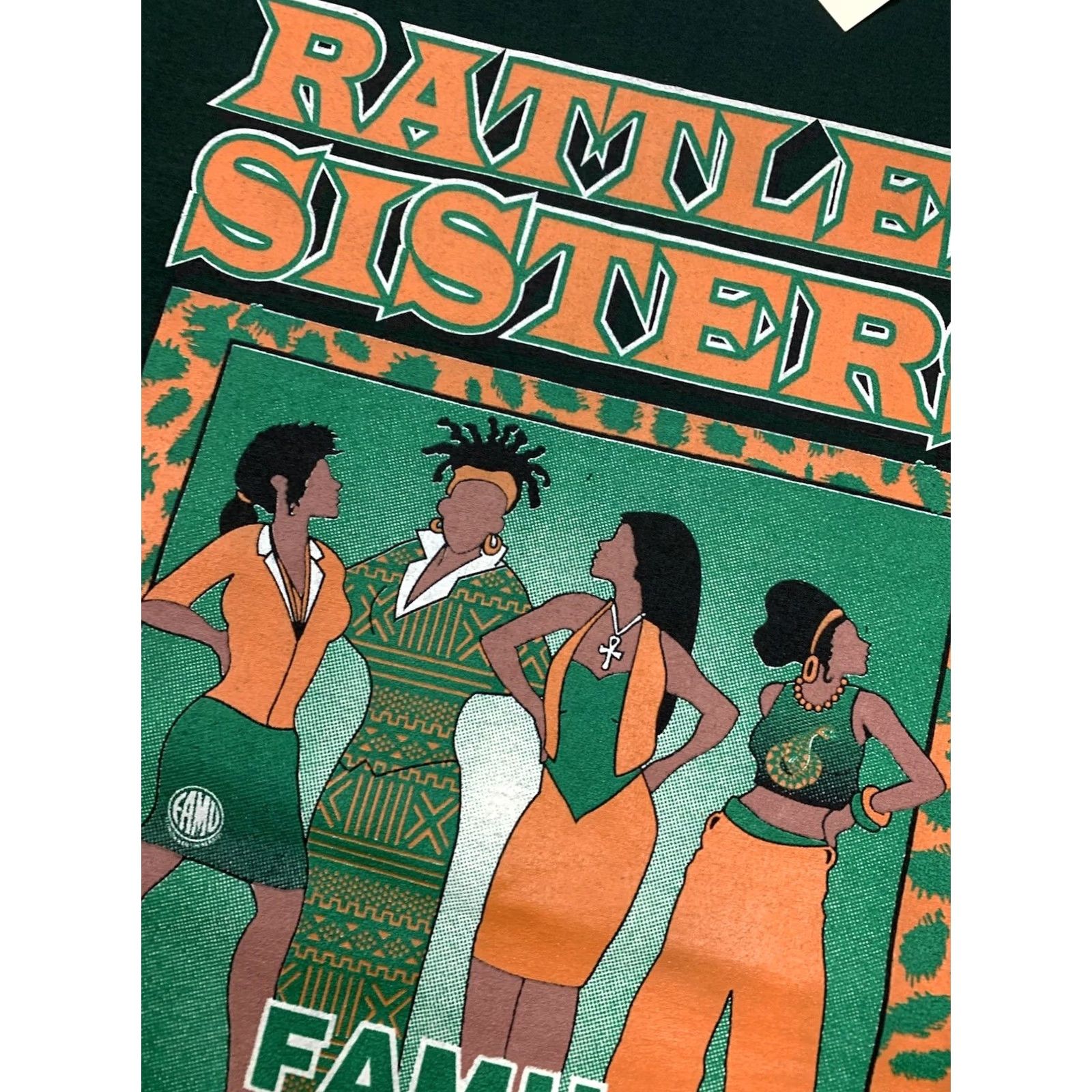Fruit Of The Loom VINTAGE Florida A&M University Rattler Sisters College Tee XXL FAMU Green Fruit of the Loom University Sisters 90s Mens Womens Size US XXL / EU 58 / 5 - 4 Thumbnail