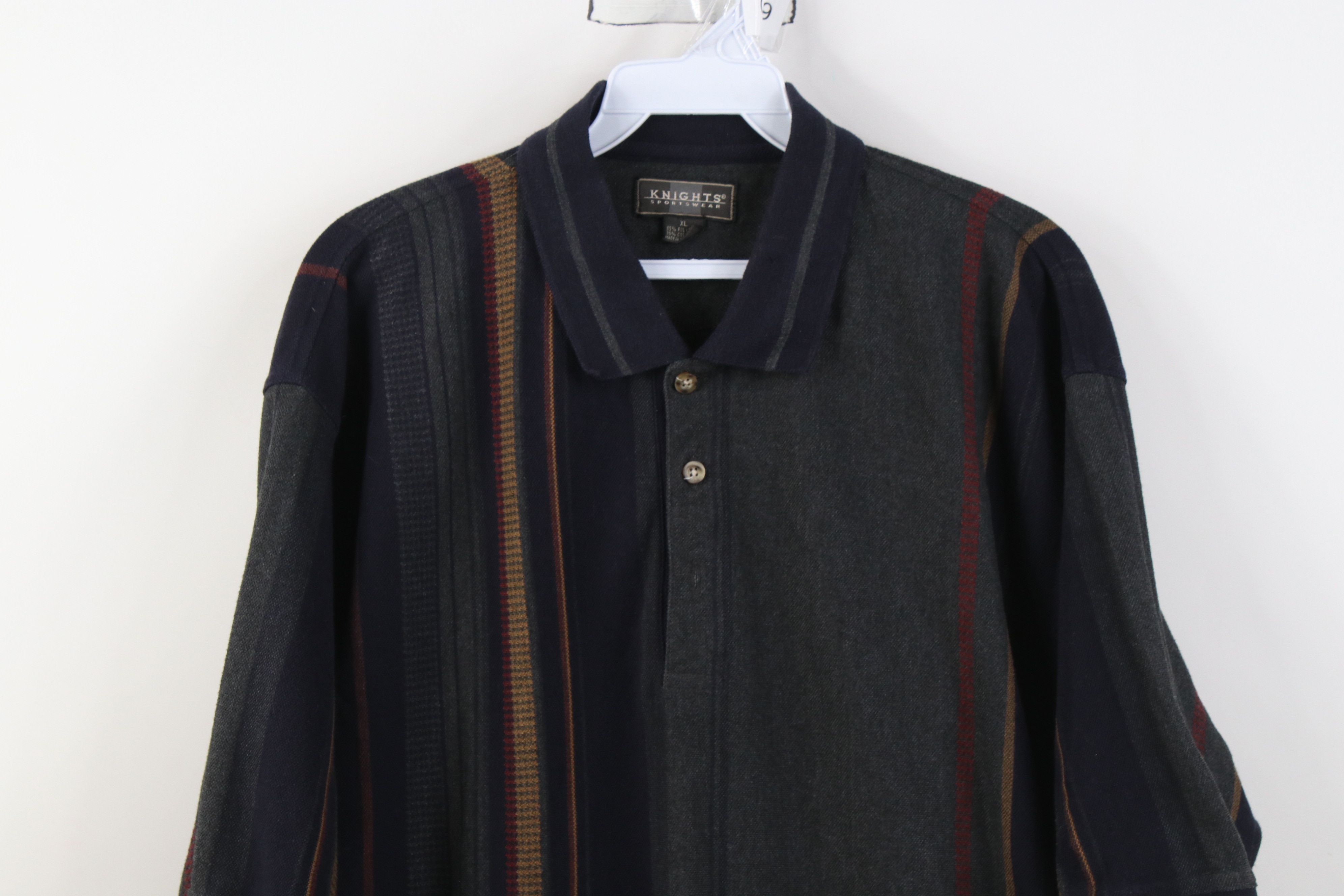 Vintage Vintage 90s Streetwear Houndstooth Knit Golf Polo Shirt Size US XL / EU 56 / 4 - 2 Thumbnail
