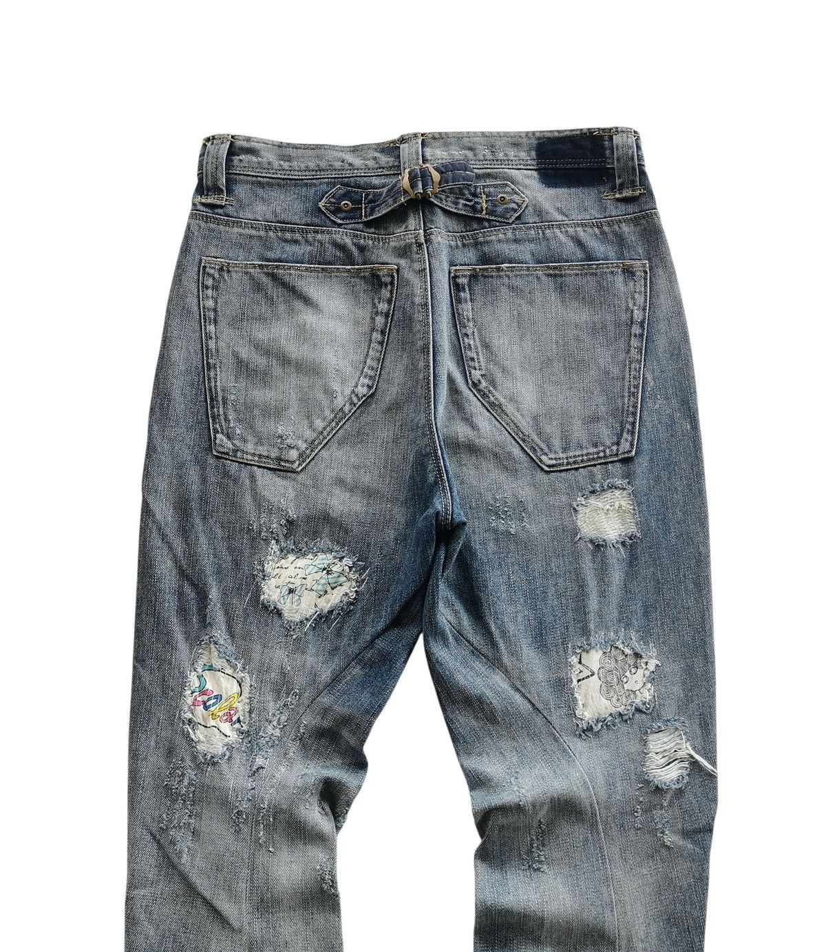 Kapital Bit Blue Distressed Patchwork Jeans Size US 30 / EU 46 - 4 Thumbnail