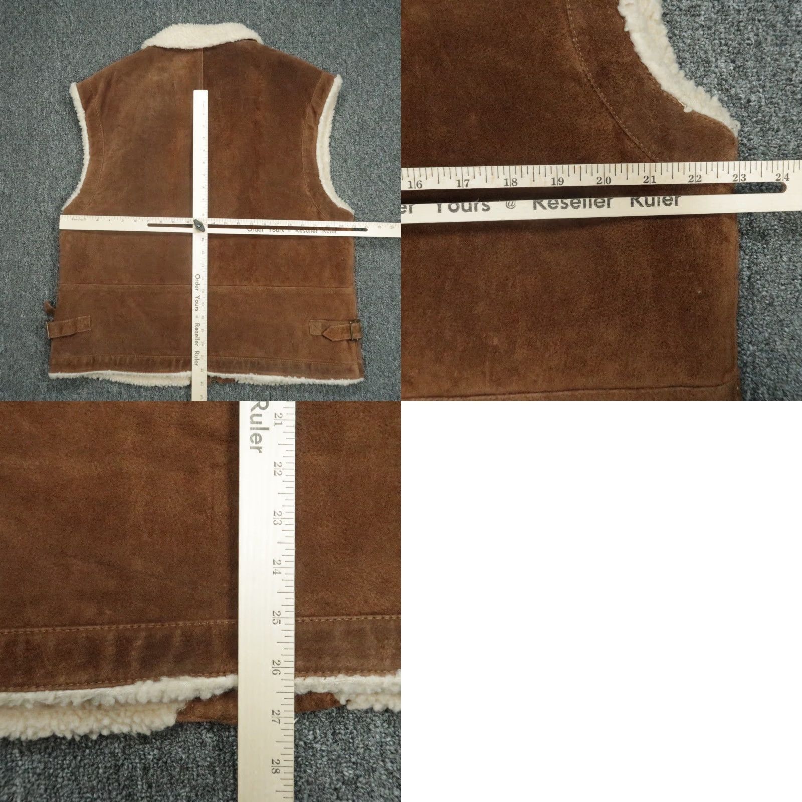 Express Express Vest Mens L Brown Pig Split Leather Suede Full Zip Sherpa Lined Size US L / EU 52-54 / 3 - 8 Thumbnail